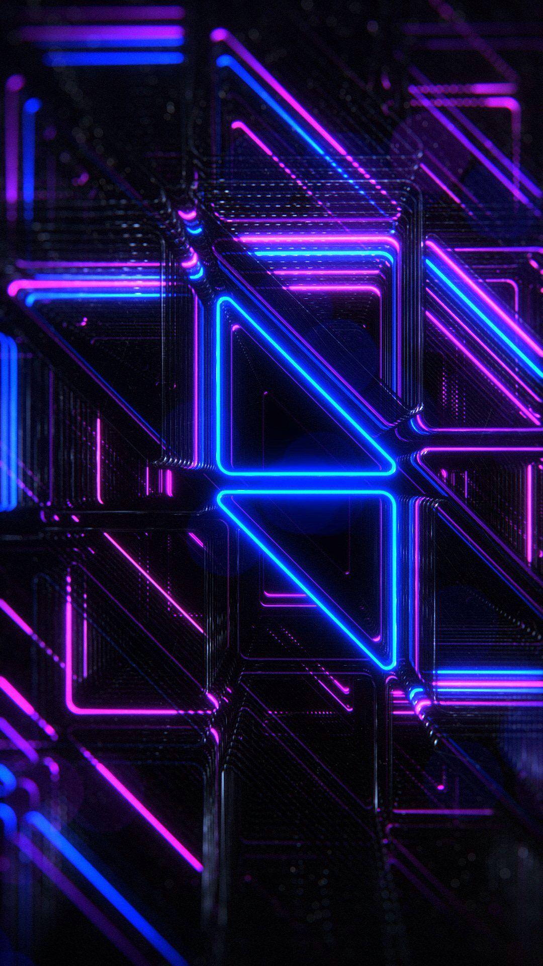 1080x1920 Wallpaper Neon, Light, Blue, Purple, Line, Background Free Image