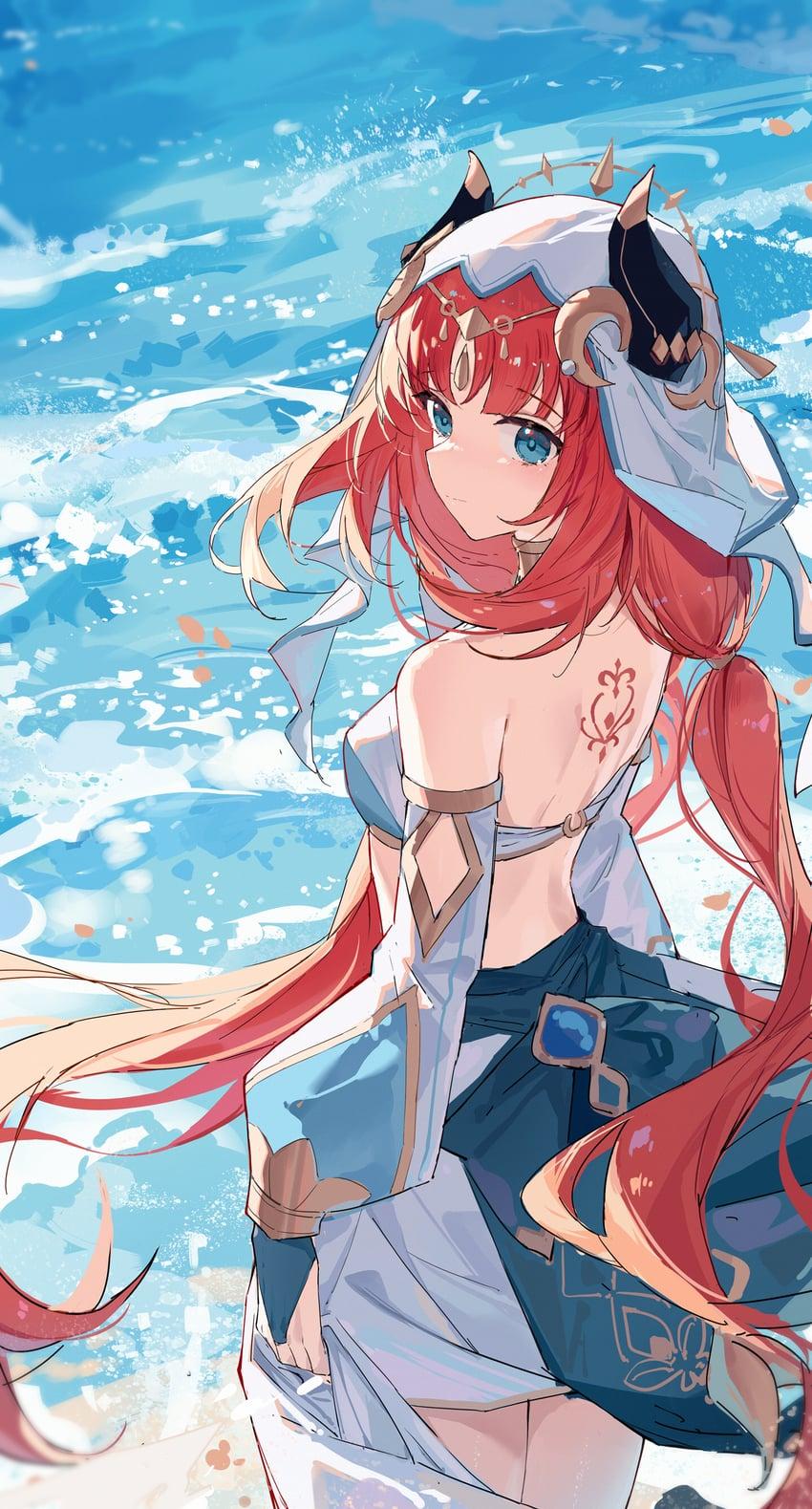 850x1579 nilou (genshin impact) drawn