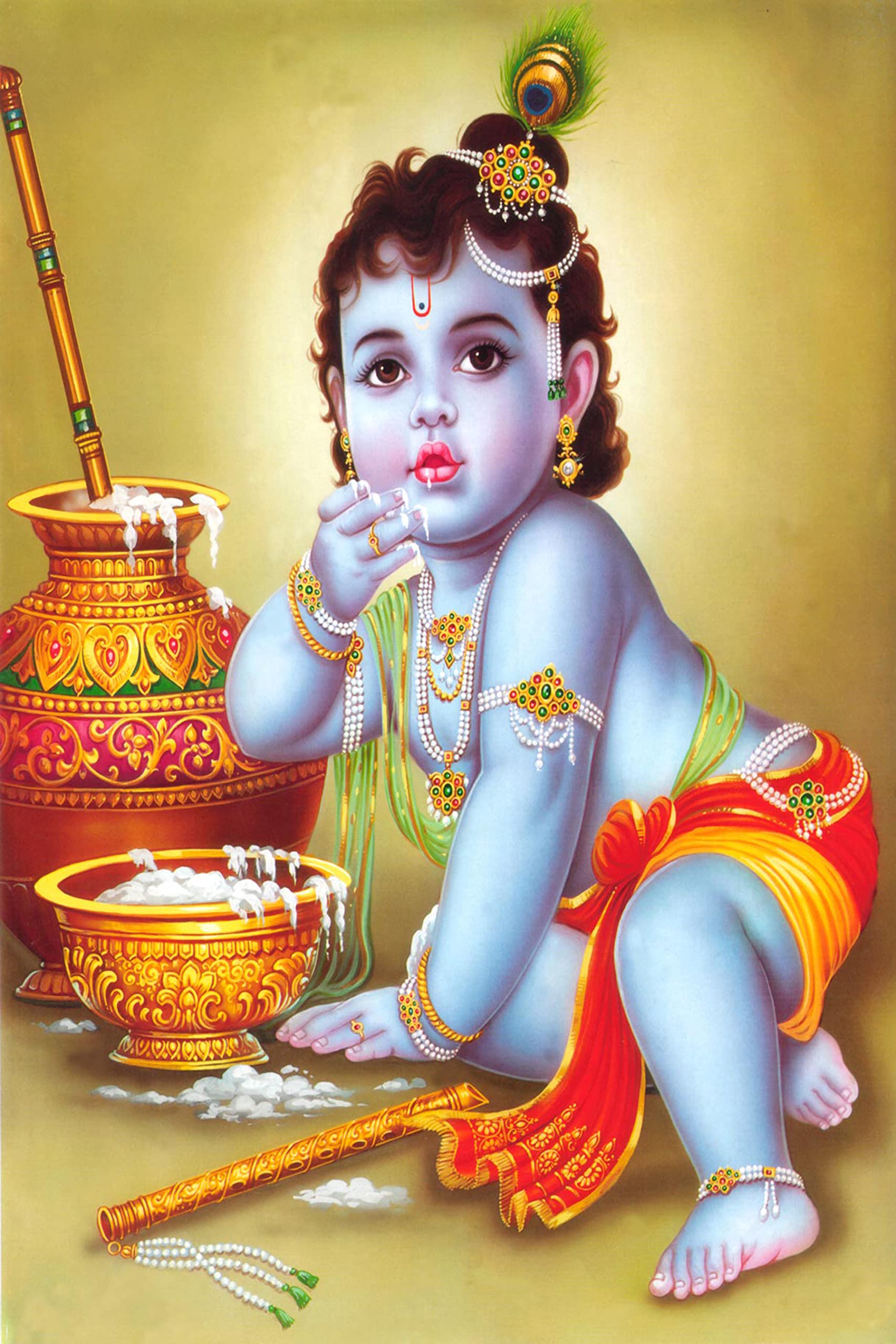 1707x2560 Spiritual Imagine Mart Shri Bal Gopal Krishna Eating Butter Religious Poster 12x18 Inch Rolled Poster