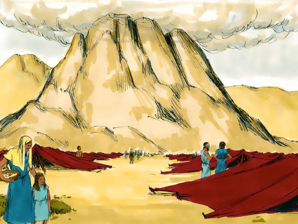 1024x768 FreeBibleimage - Moses at Mount Sinai - Moses receives 10 Commandments and other laws from God (Exodus 19)