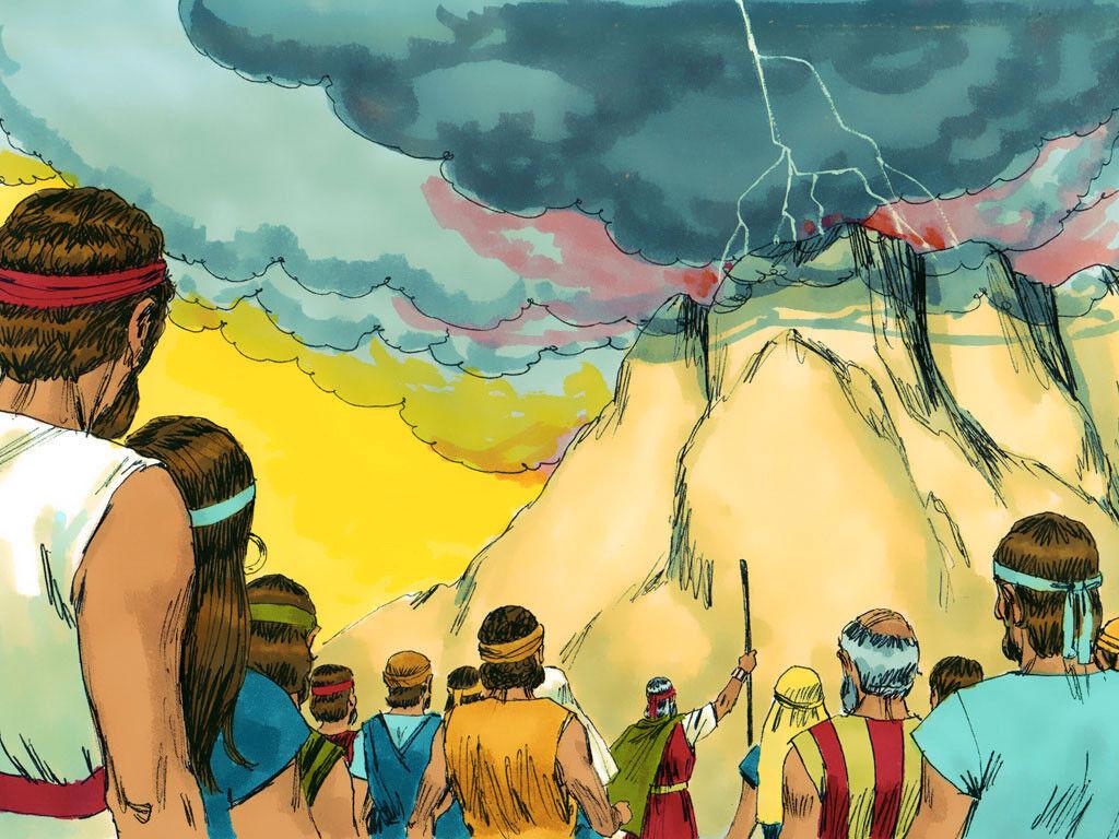 1024x768 FreeBibleimage - Moses at Mount Sinai - Moses receives 10 Commandments and other laws from God (Exodus 19)