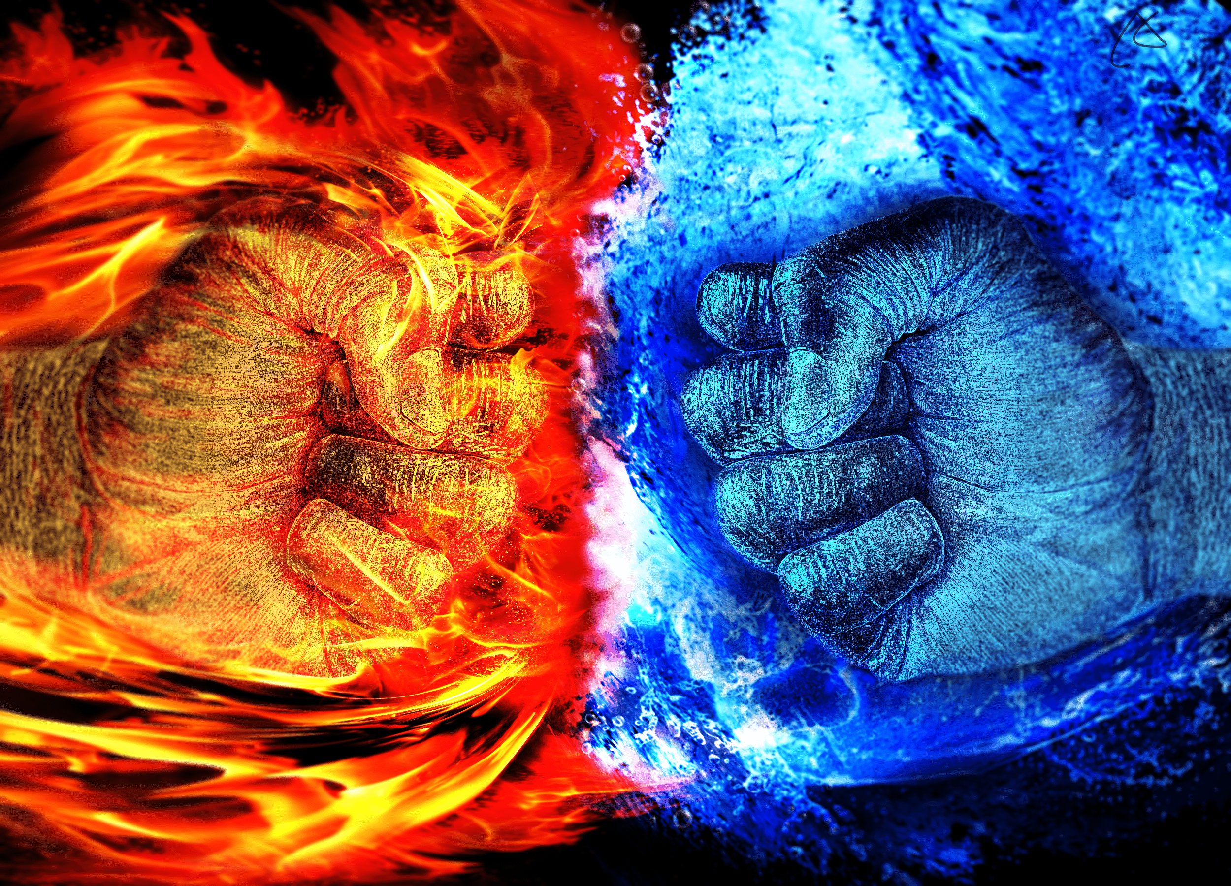 2500x1800 ice, fire, fist, Fire and Ice, video games, Fighting Games, video game art Gallery HD Wallpaper