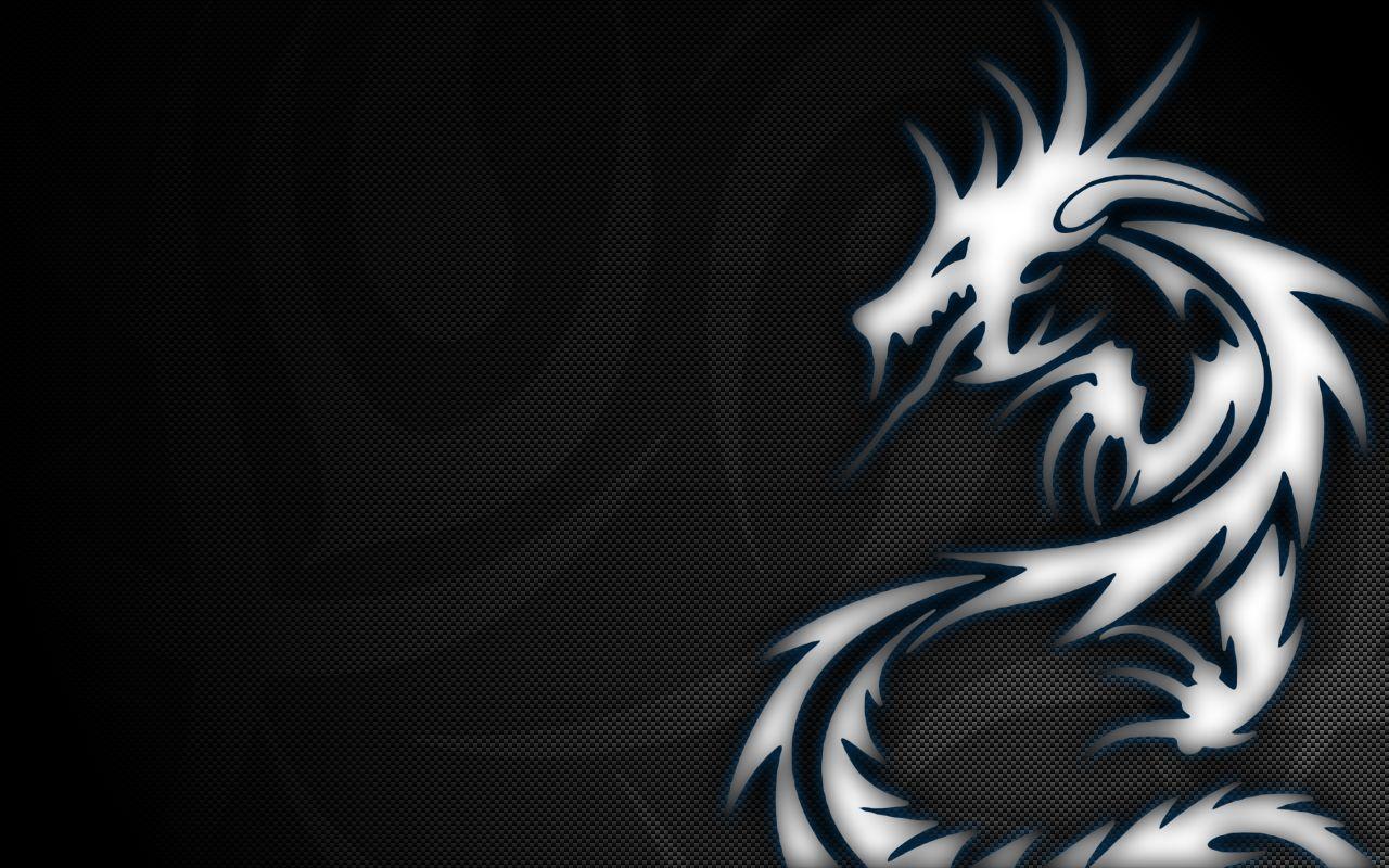 1280x800 Black White Dragon Background Wallpaper 05971