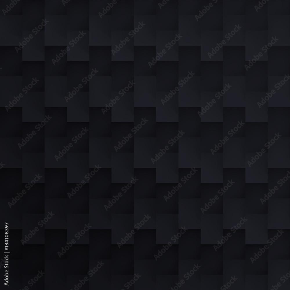 1000x1000 Volume realistic vector black texture, cubes, steps geometric pattern, design dark wallpaper Stock Vector