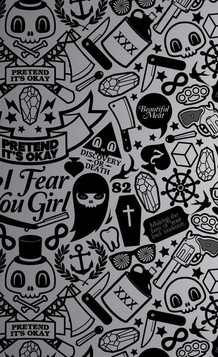 736x1202 Pretend Its Okay Vector #iPhone s #Wallpaper. Goth wallpaper, Graffiti wallpaper, Gothic wallpaper