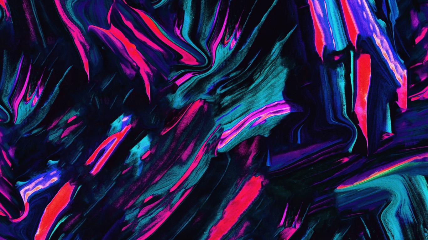 1366x768 Abstract dark color mixture splashes wallpaper background.