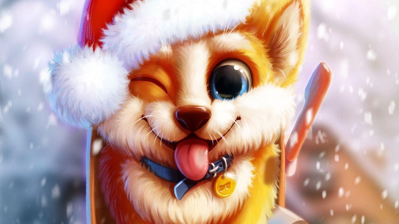 1280x720 Download wallpaper 1280x720 dog, cute, mailbox, snow, art hd, hdv, 720p HD background