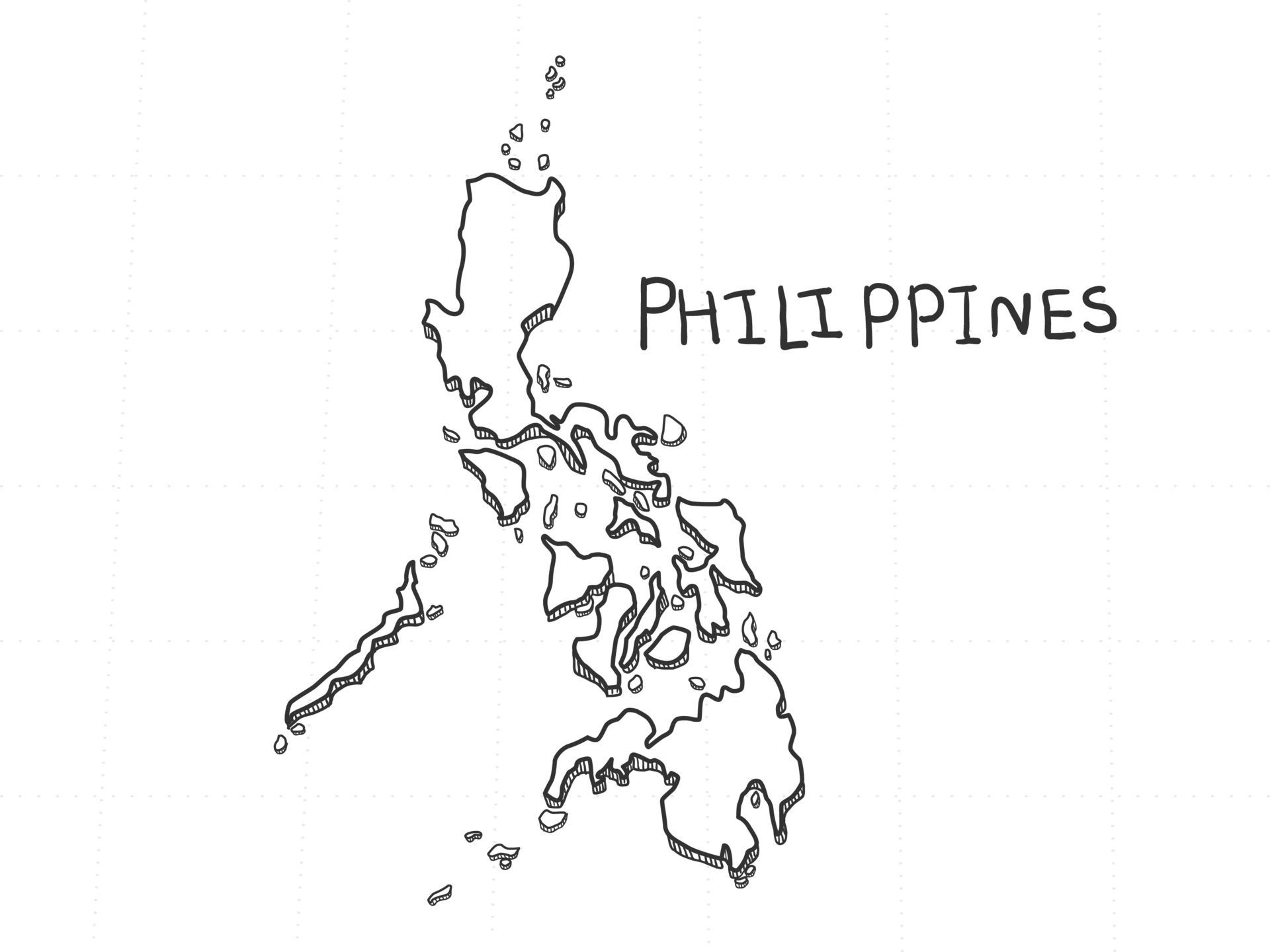 1920x1440 Hand Drawn of Philippines 3D Map on White Background