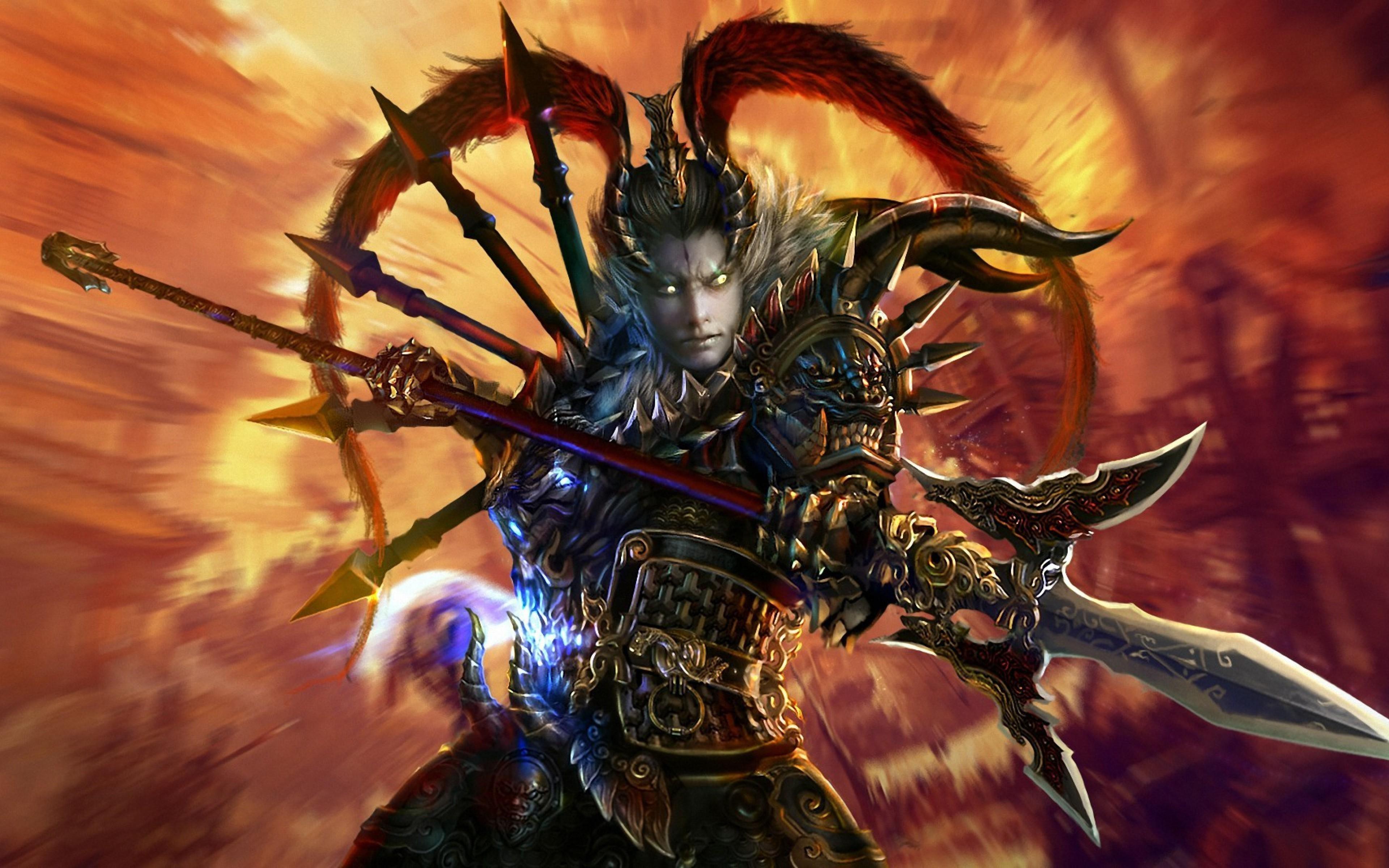 3840x2400 realistic dynasty warriors zhao yun warrior horse video games weapon fire