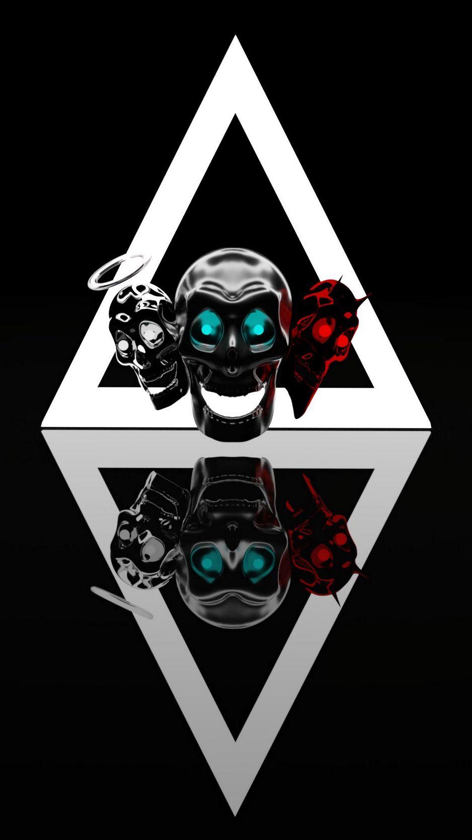 938x1668 Download Wallpaper 938x1668 Skulls, Angel, Demon, Rhombus Iphone 8 7 6s 6 For Parallax HD Background