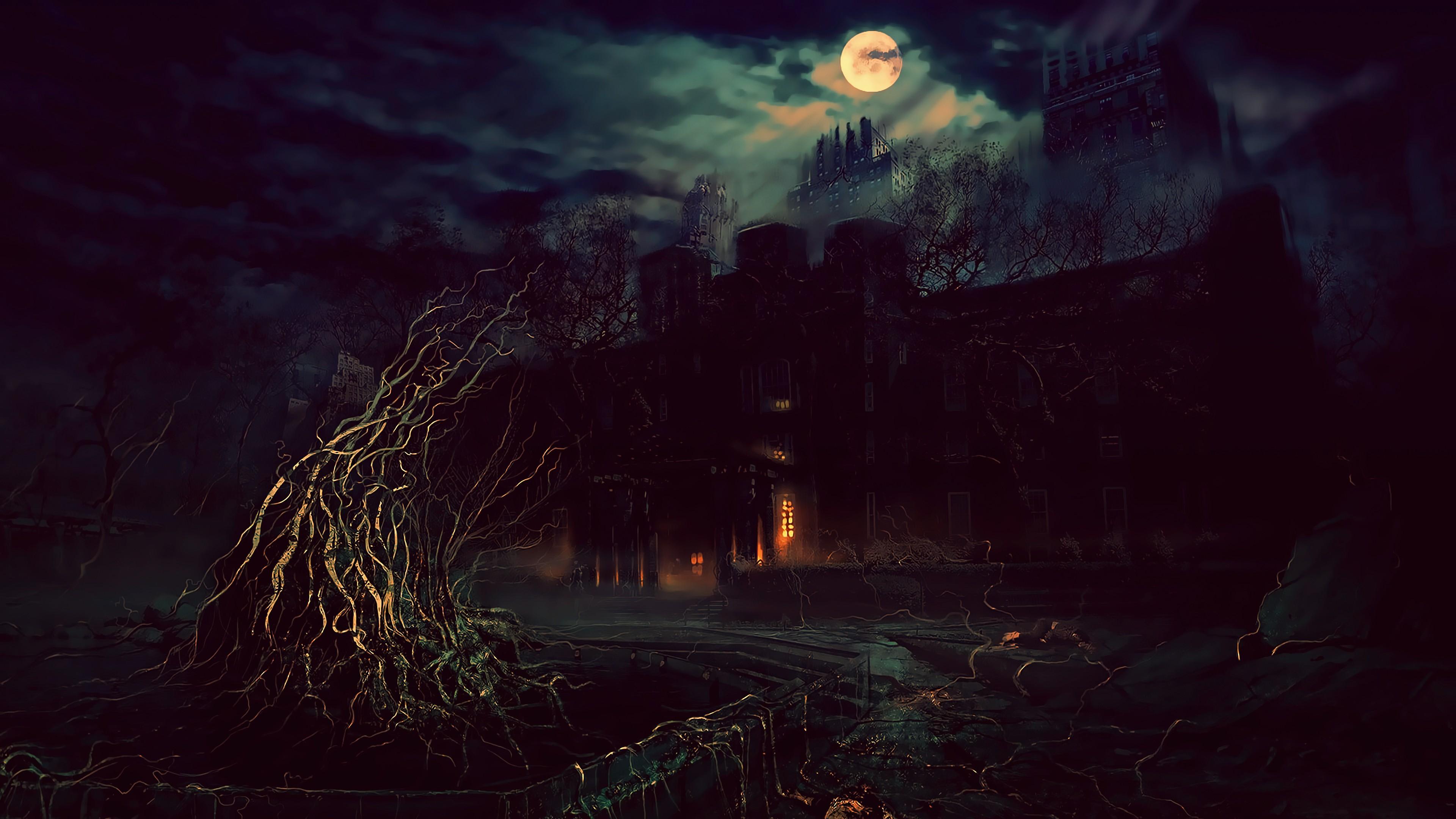 3840x2160 Terror, Night, Fantasy art, Photohop Wallpaper HD / Desktop and Mobile Background