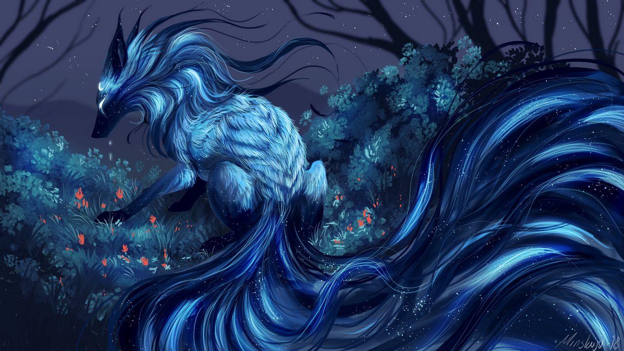 1280x720 Download wallpaper 1280x720 fox, fantastic, predator, art, glow hd, hdv, 720p HD background
