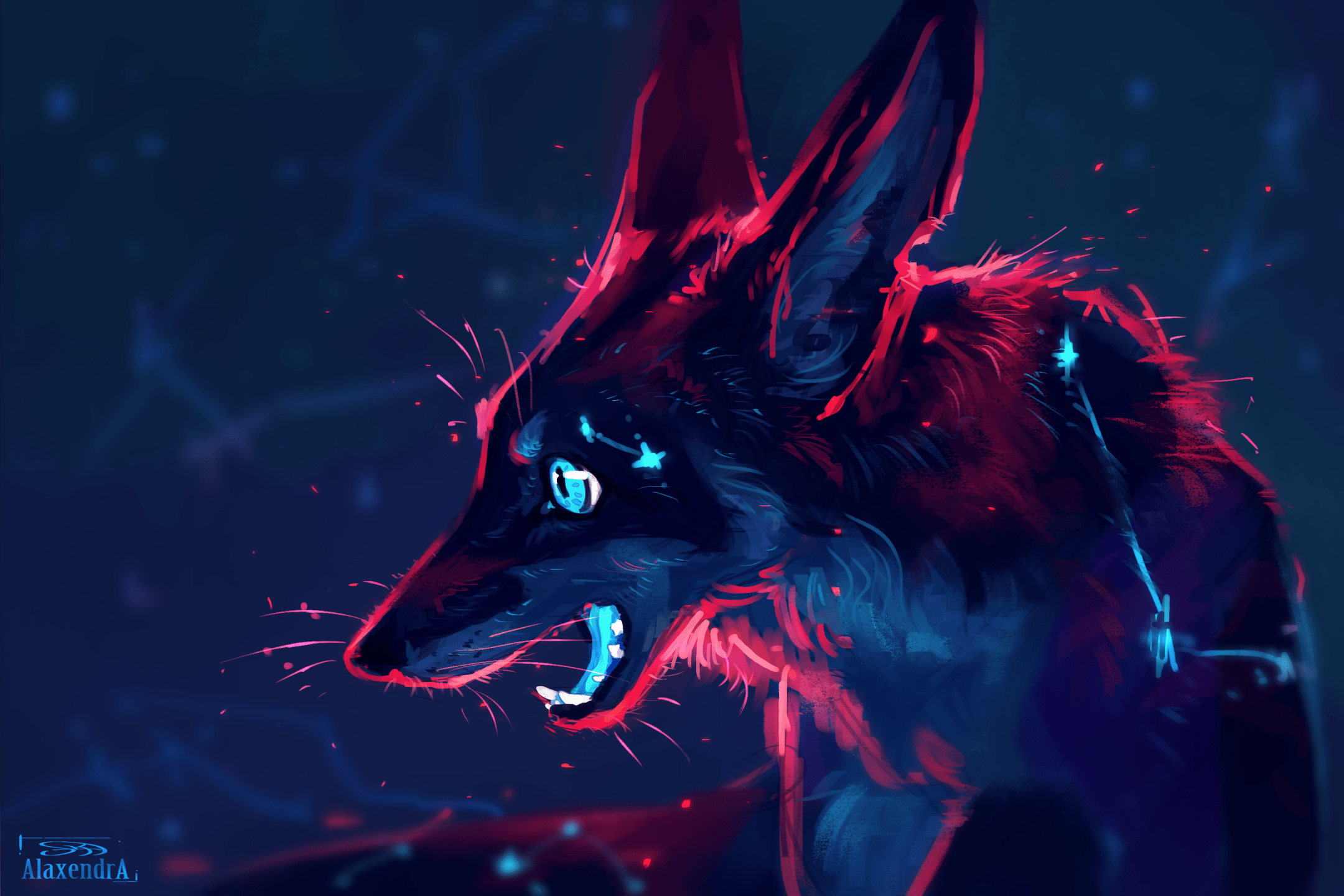 2160x1440 Fantasy Fox Phone Wallpaper by Александра Кожанова