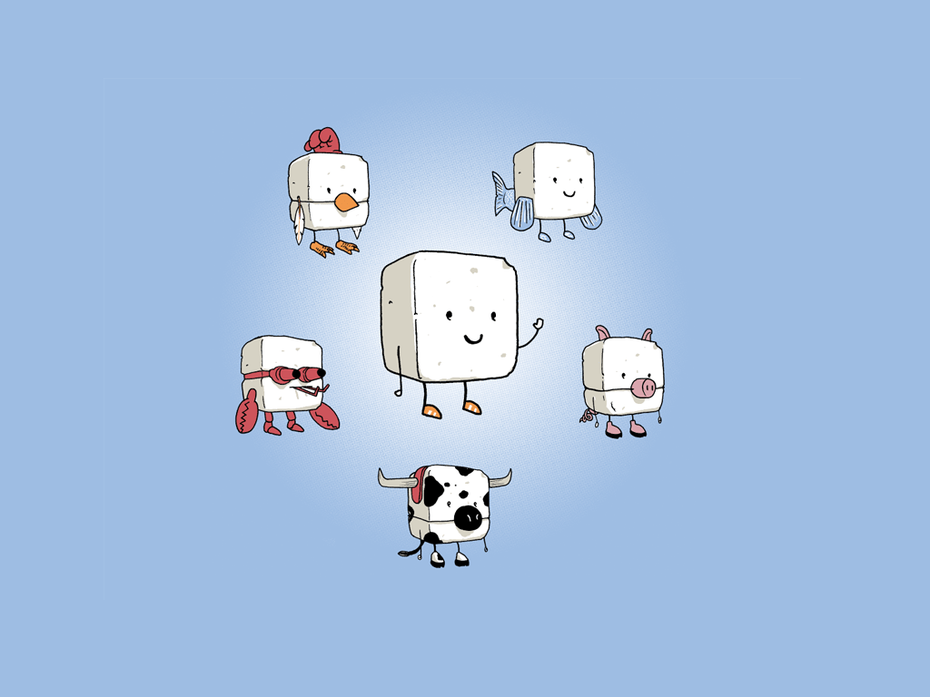 1024x768 Tofu, Food's Master of Disguise (cute wallpaper)