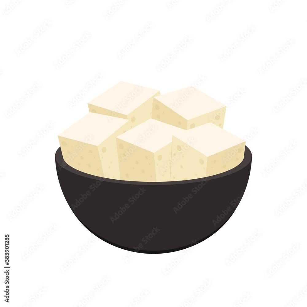 1000x1000 Tofu vector. Tofu in the cup. wallpaper. free space for text. Stock Vector