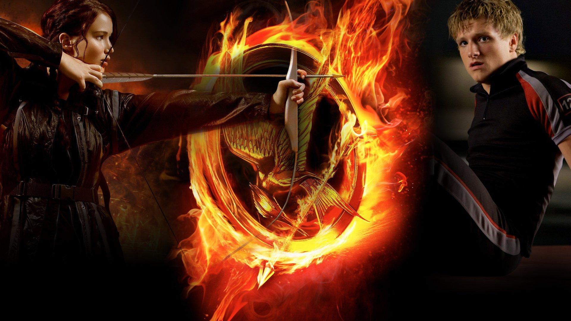 1920x1080 HD desktop wallpaper: Movie, Katniss Everdeen, Jennifer Lawrence, The Hunger Games, Josh Hutcherson, Peeta Mellark download free picture