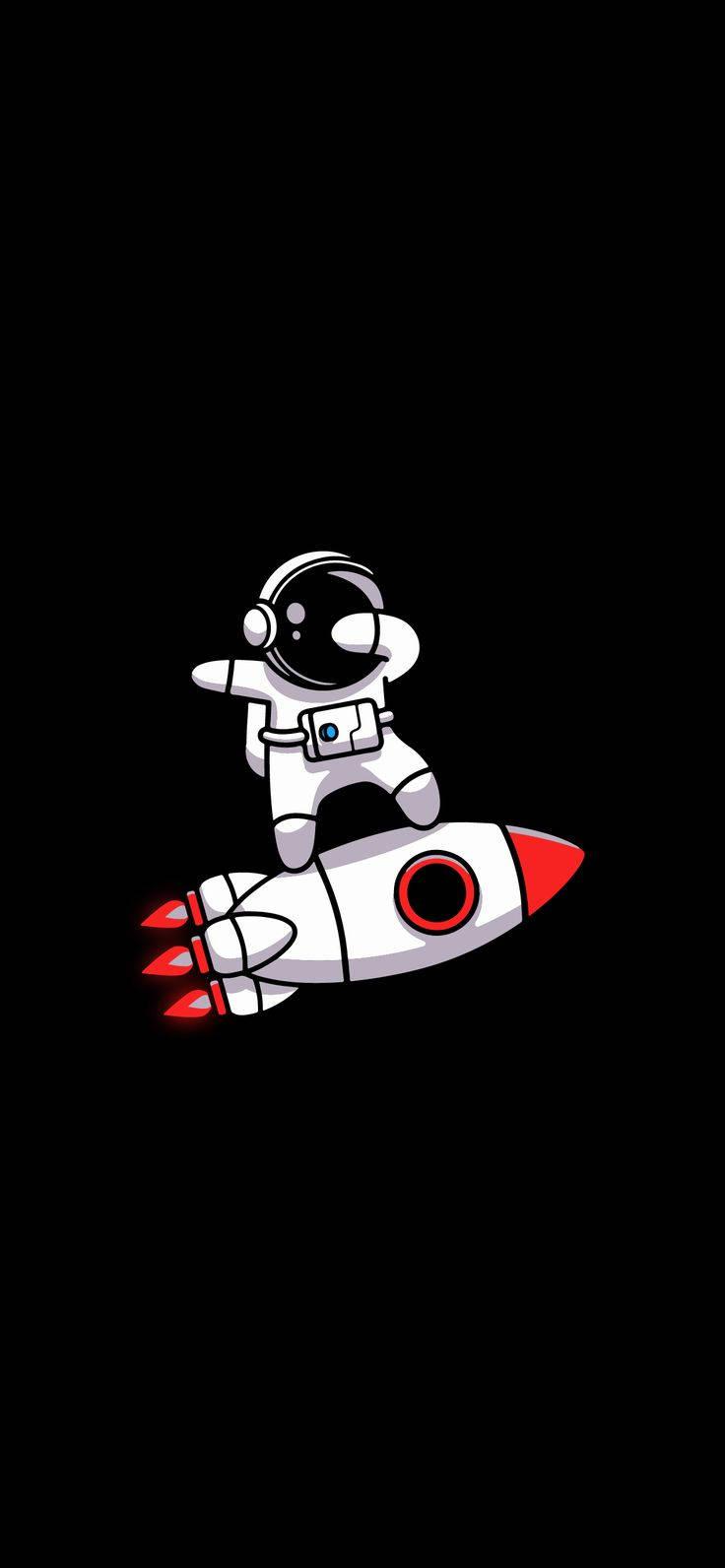 736x1592 Download Amoled Android Cute Astronaut Art Wallpaper