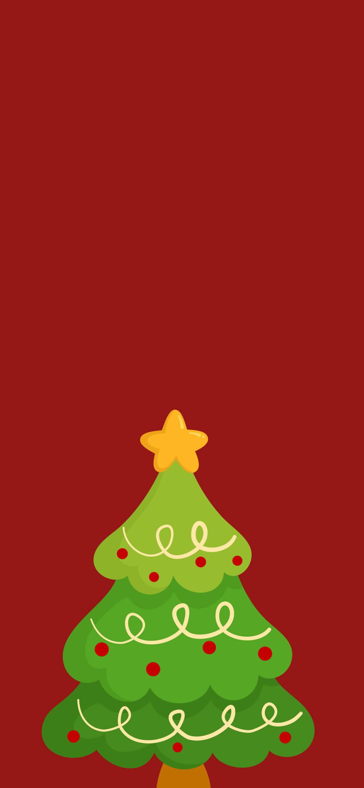 1183x2560 Christmas Tree Red Wallpaper Aesthetic Wallpaper