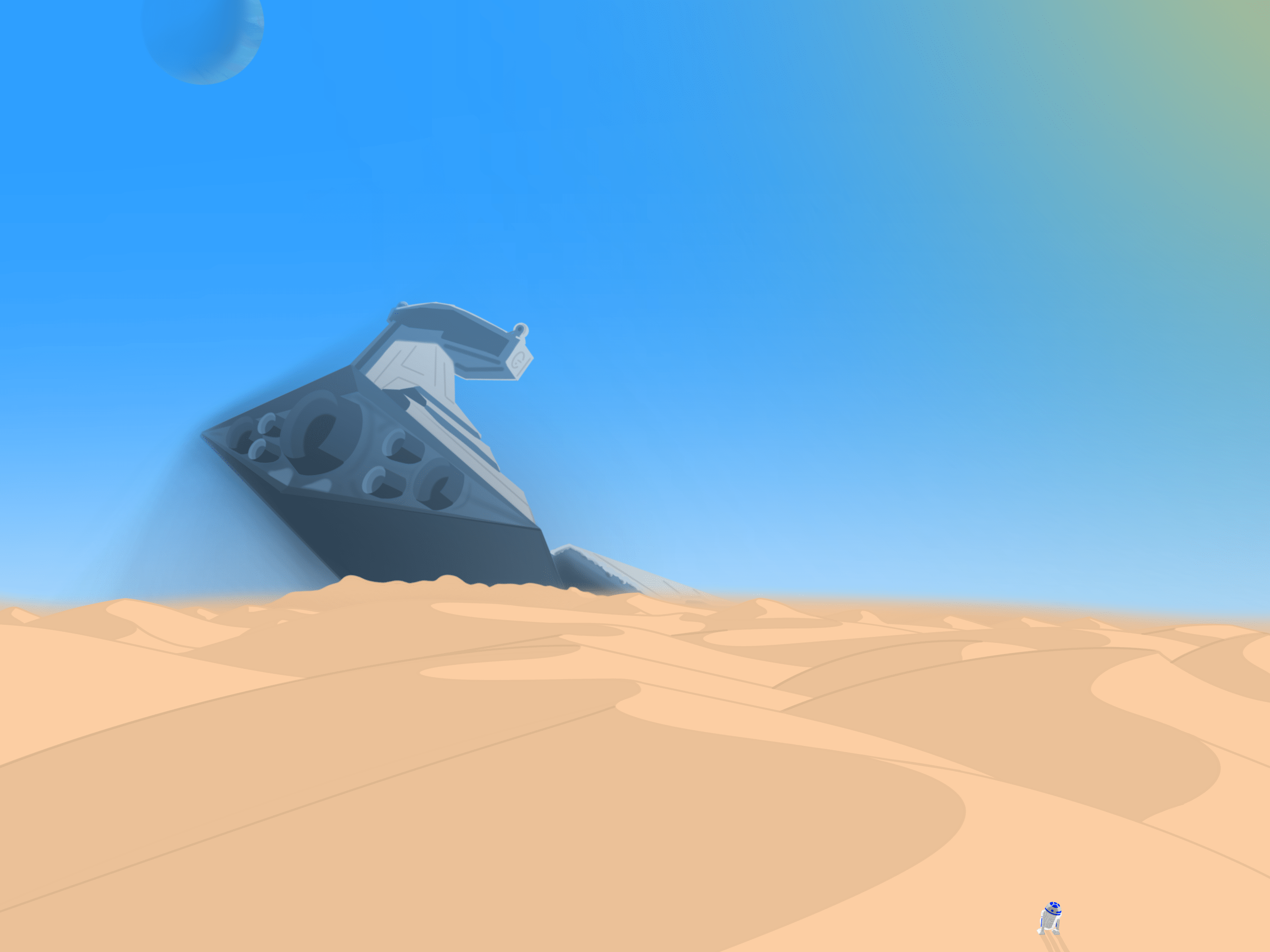 2732x2048 Star Wars Ships Star Wars Drawing Star Destroyer Landscape R2 D2 Desert Wallpaper:2732x2048