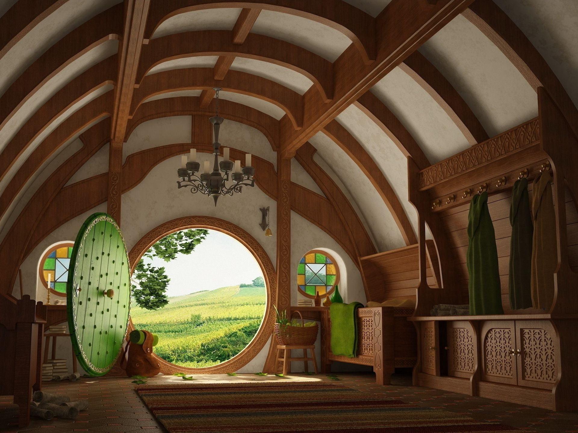 1920x1440 Wallpaper / artwork, Hobbits, building, The Lord of the Rings, 1080P, door, concept art, The Shire, fantasy art, architecture, house, Bag End free download