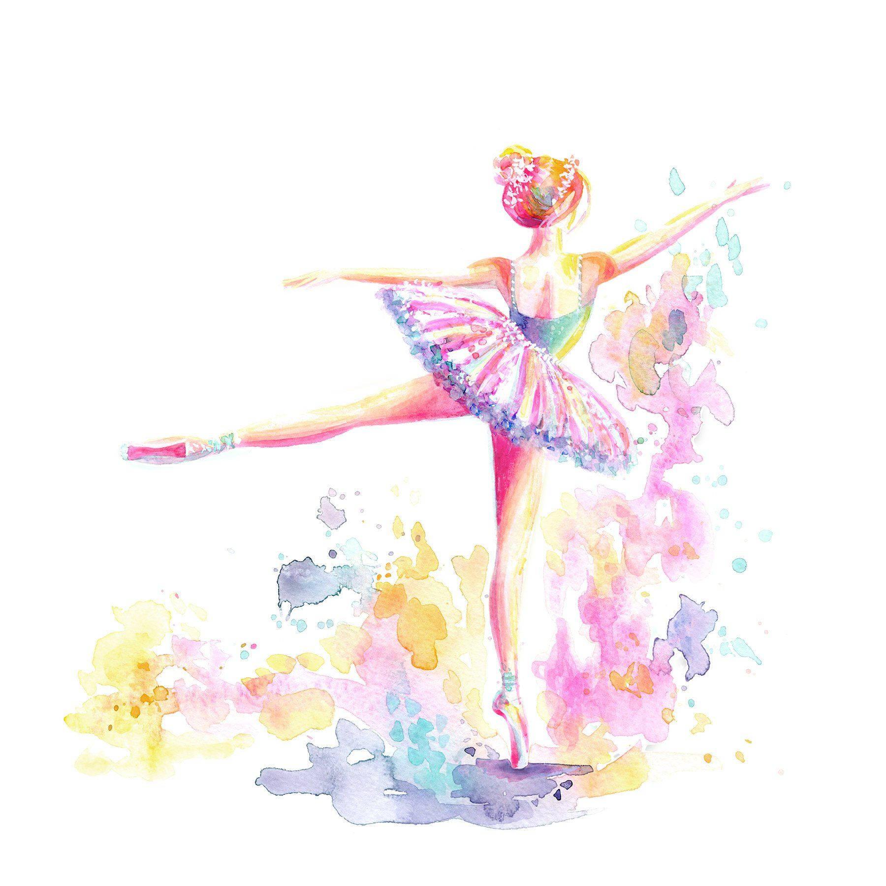 1800x1800 Download Ballet Dancer Watercolor Art Wallpaper