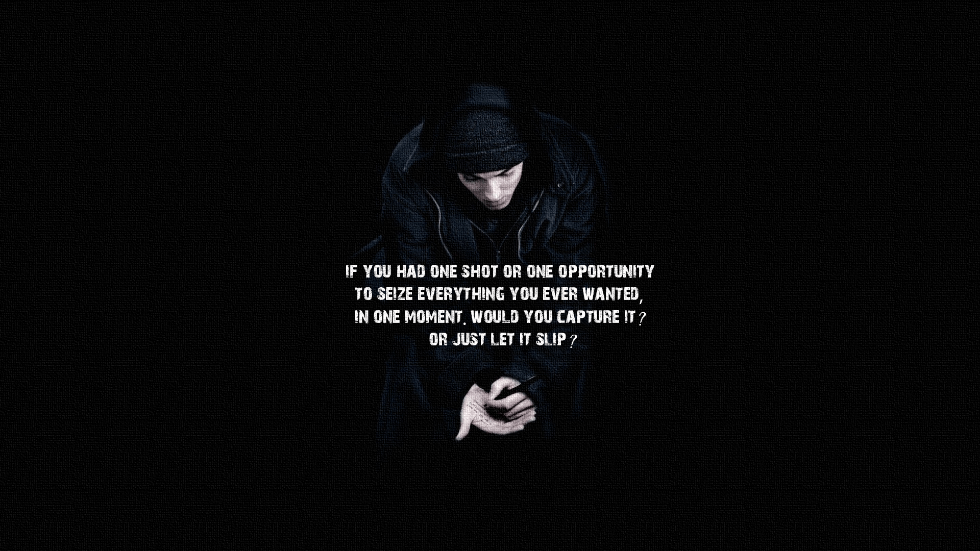 1920x1080 men, typography, music, hip hop, motivational, rap, brand, lyrics, Eminem, darkness, screenshot, album cover Gallery HD Wallpaper