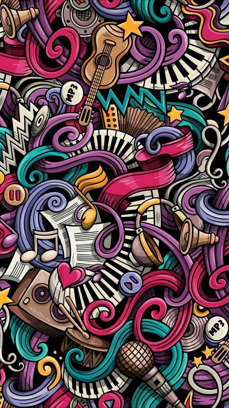 750x1334 Music Graffiti Wallpaper