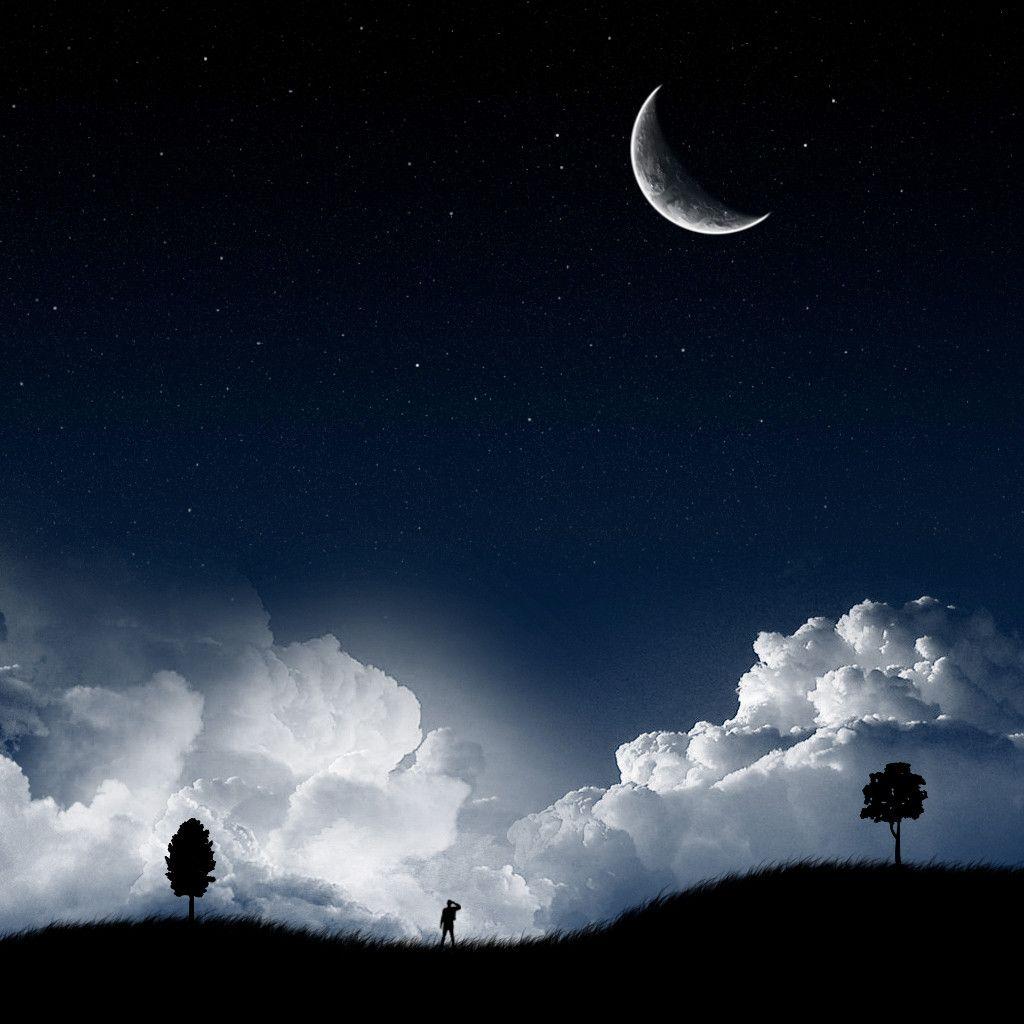 1024x1024 Romantic Moon Wallpaper