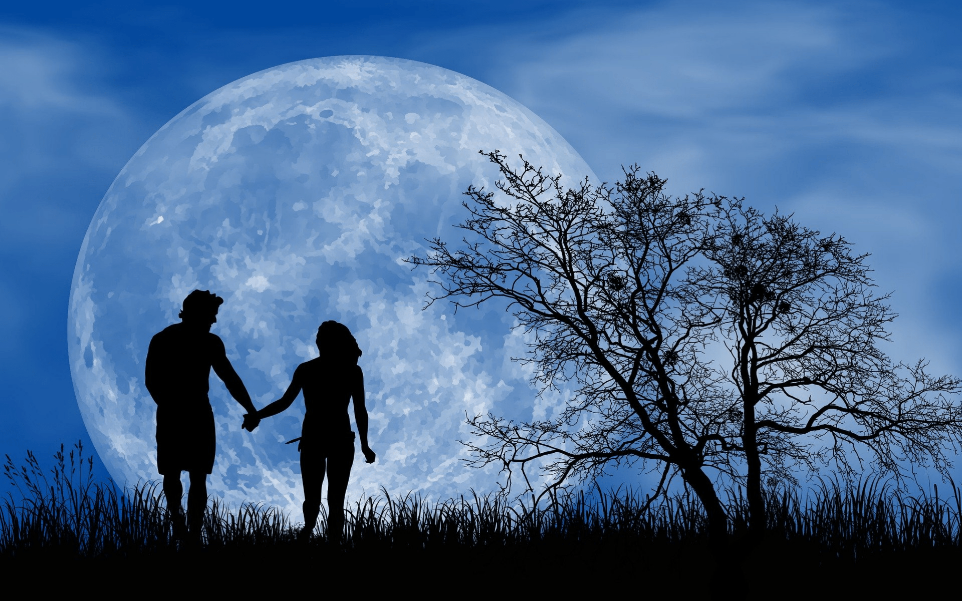 1920x1200 Romantic Night Full Moon Wallpaper [1920 x 1080]