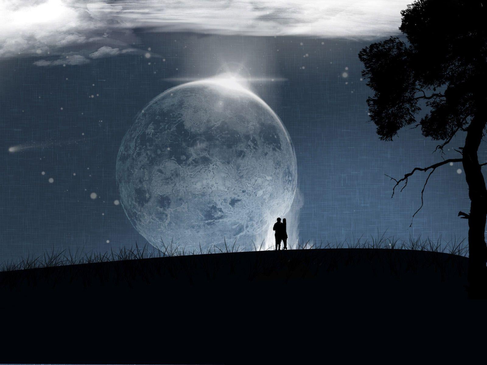 1600x1200 Valentines Wallpaper: Romantic Moonlight Picture. Boa noite lua, Fotos da lua, Sombra lunar