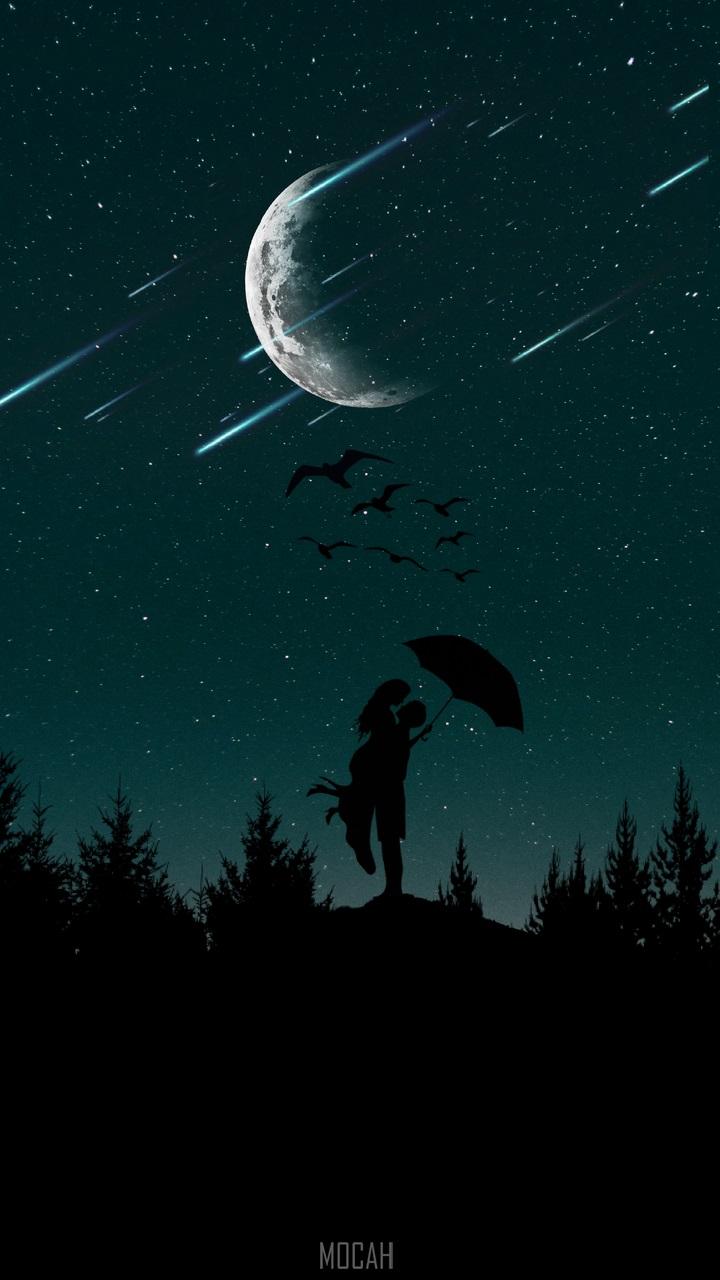 720x1280 Moon, Silhouette, Romance, Night, Crescent, Xiaomi Redmi 3 Pro wallpaper HD download, 720x1280 Gallery HD Wallpaper