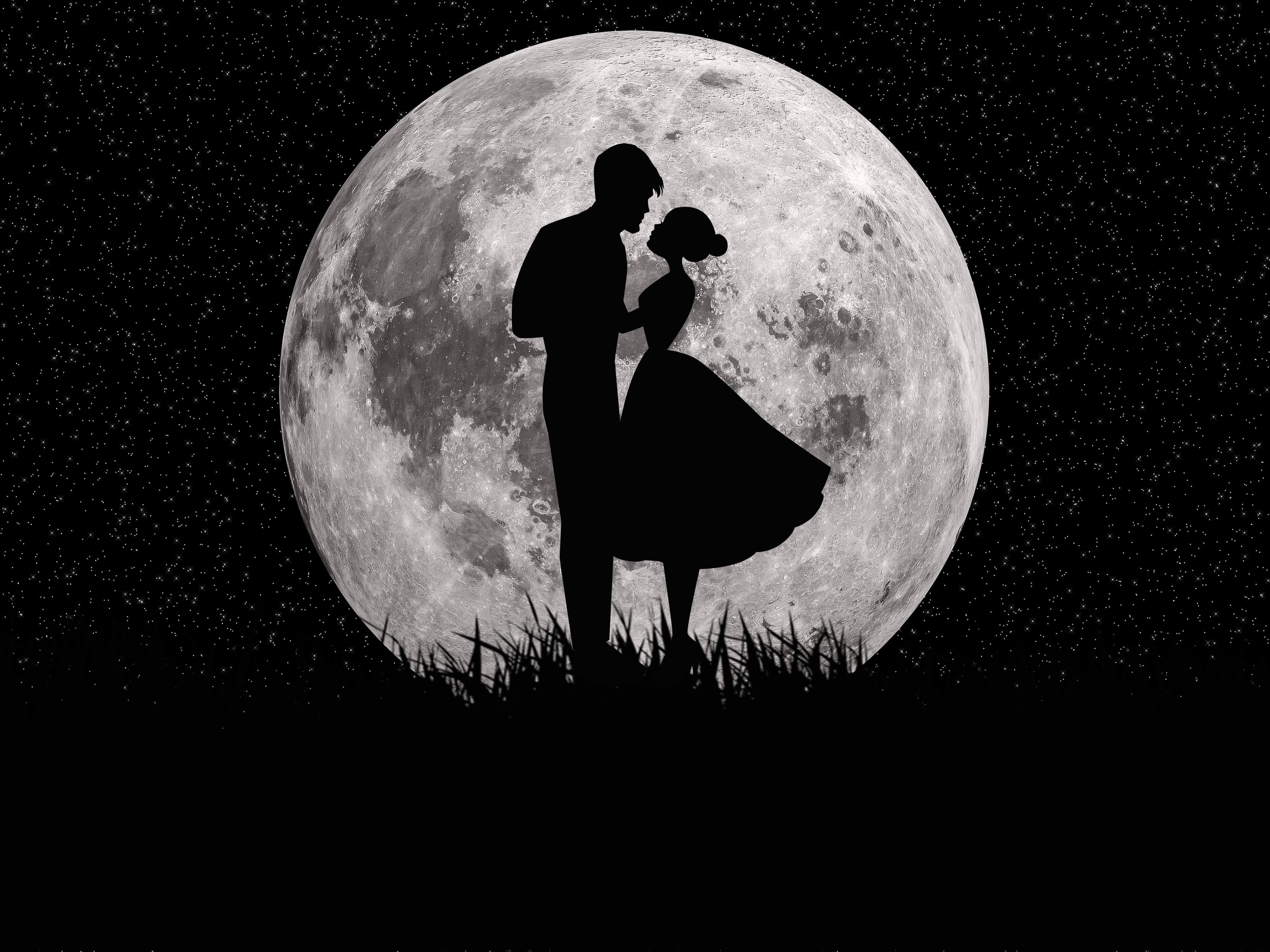 4000x3000 Wallpaper / black, moon, togetherness, circle, sky, star, full moon, astronomy, people, romance, outdoors, surface, bonding, love, women, dark, couple free download