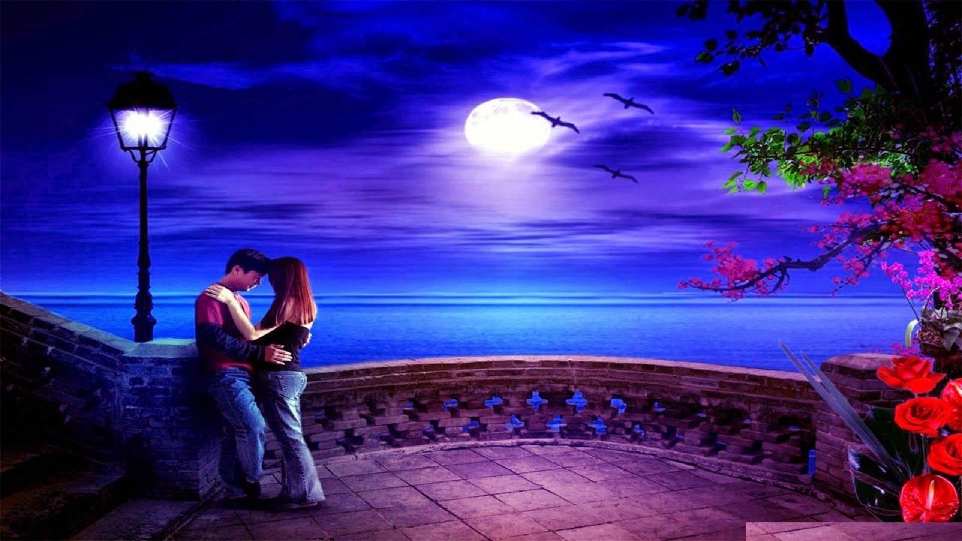 1920x1080 Download Romantic Love Under The Moon Wallpaper
