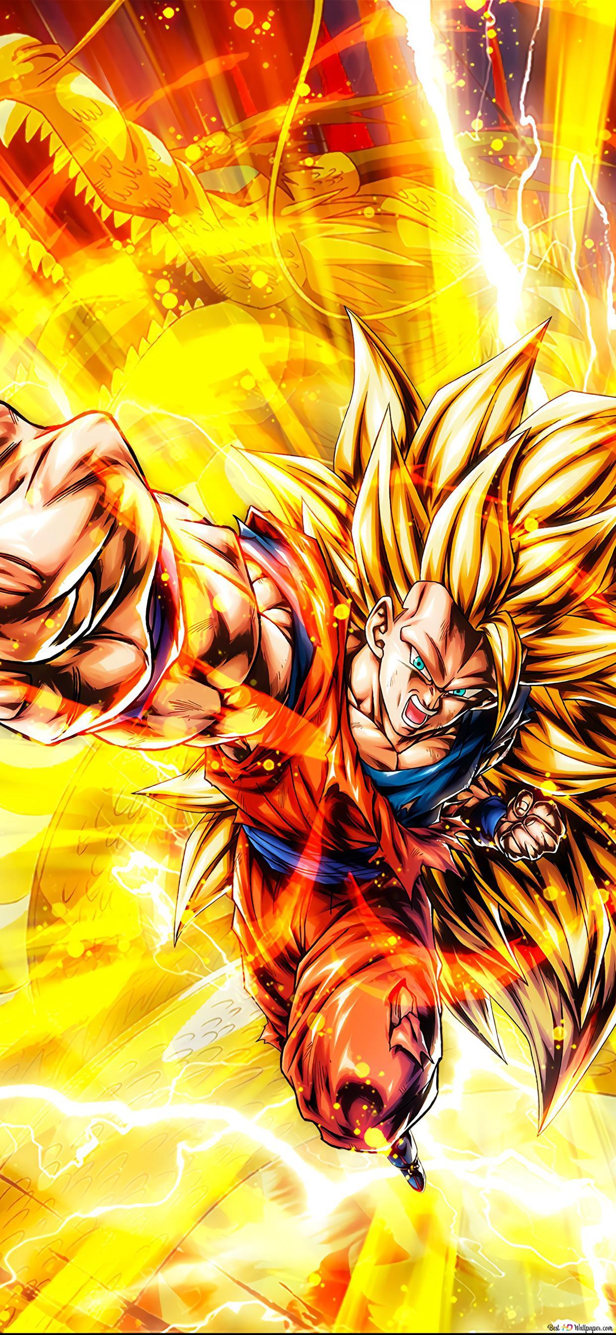 1242x2688 Super Saiyan 3 Goku Dragon Fist from Wrath of the Dragon for Mobile [DB Legends] HD wallpaper download