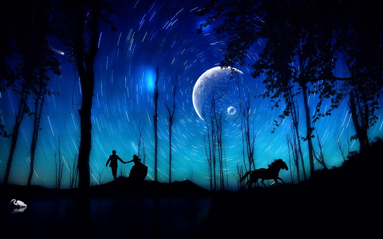 1280x800 Beautiful Romantic Moonlight Wallpaper, Download Free