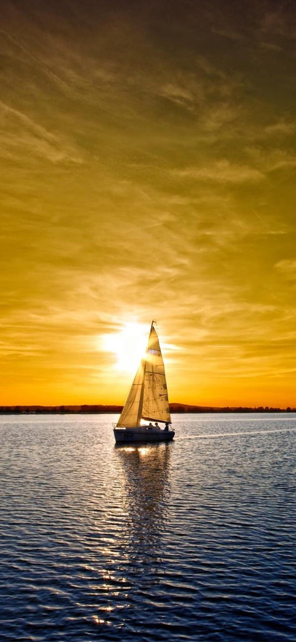 1125x2436 Sailing Boat Sunset Landscape iPhone XS, iPhone iPhone X HD 4k Wallpaper, Image, Background, Photo and Picture