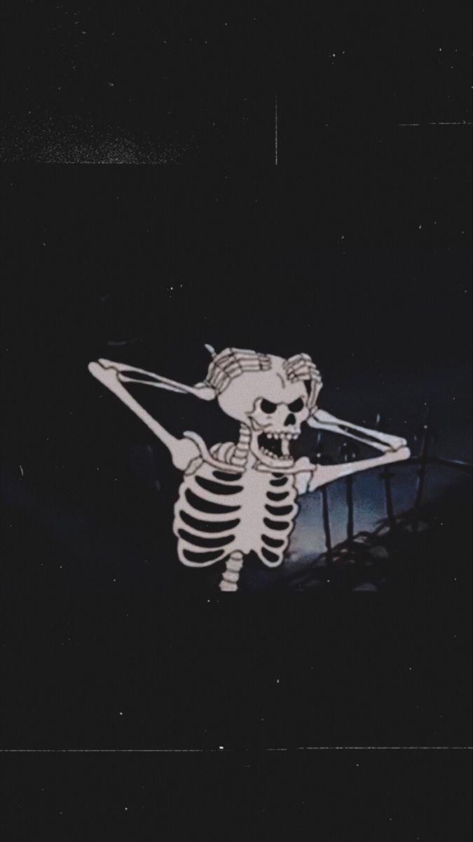 675x1200 Cartoon Skeleton Aesthetic Wallpaper