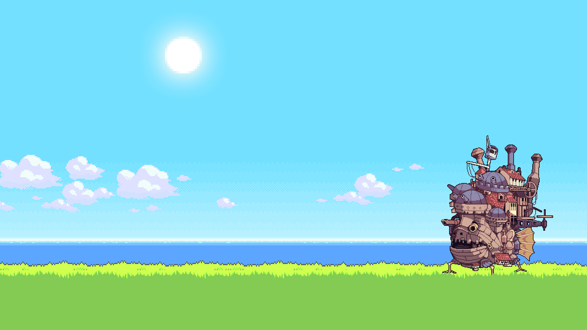 1920x1080 Howls Moving Castle, Pixel Art, 8 Bit, Studio Ghibli, Hauru No Ugoku Shiro Gallery HD Wallpaper