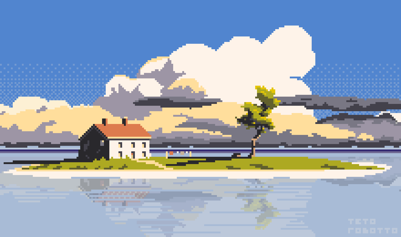 1320x780 I made some more Spirited Away pixel art (View out of the train window)