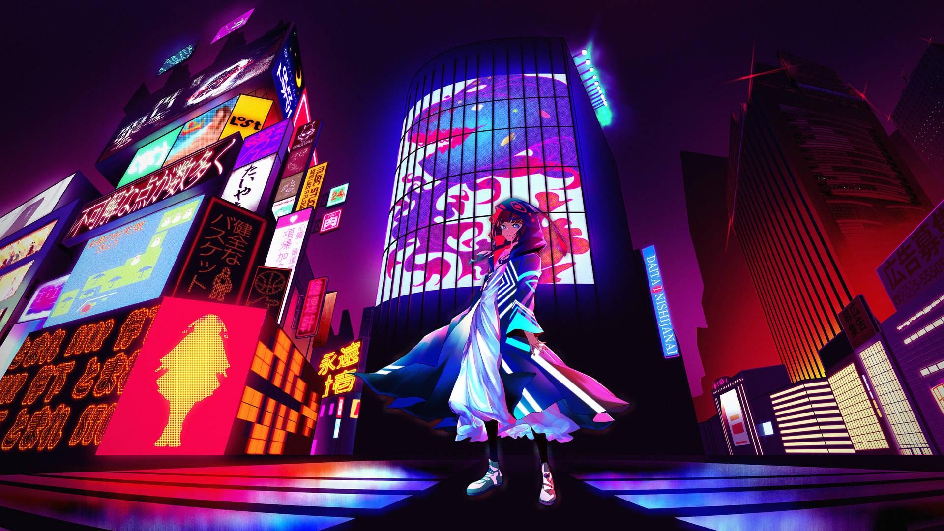 1920x1080 Download Animated Neon Aesthetic Tokyo Japan Girl Wallpaper