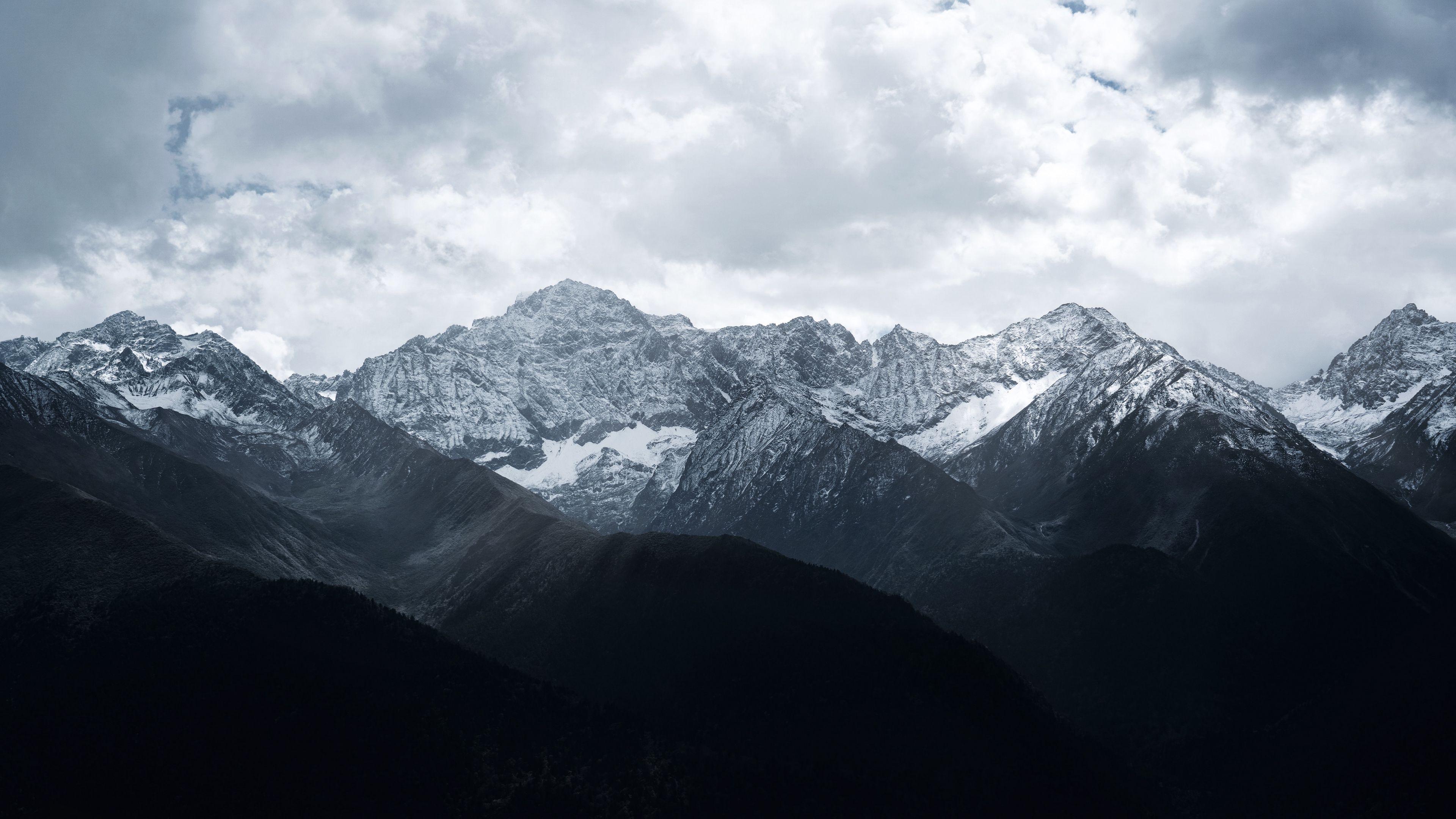 3840x2160 Download wallpaper 3840x2160 mountains, mountain range, peaks, clouds, nature 4k uhd 16:9 HD background