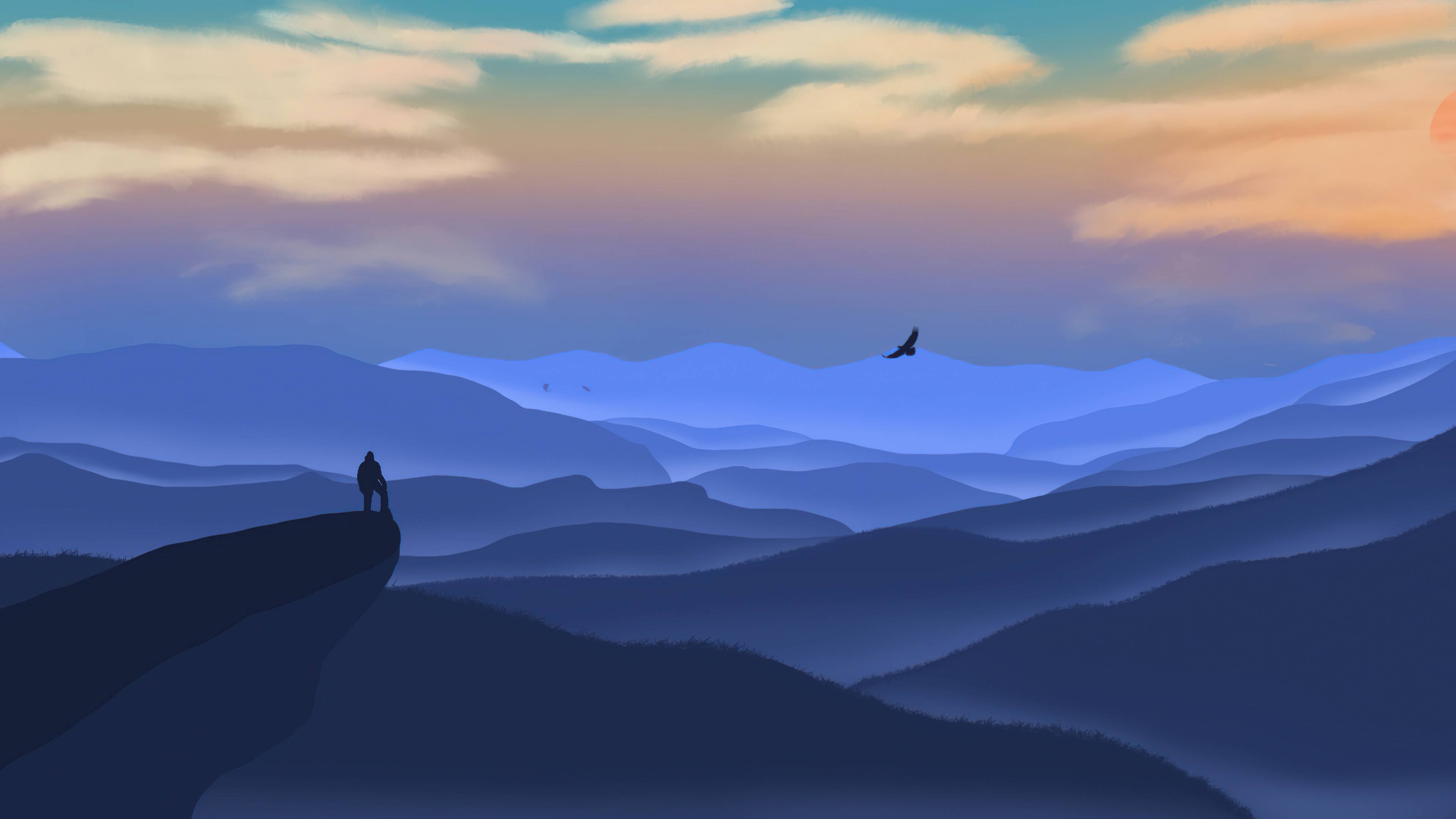 3840x2160 Alone in Blue Artistic 4k Mountains 1920x13392 Resolution Wallpaper, HD Artist 4K Wallpaper, Image, Photo and Background