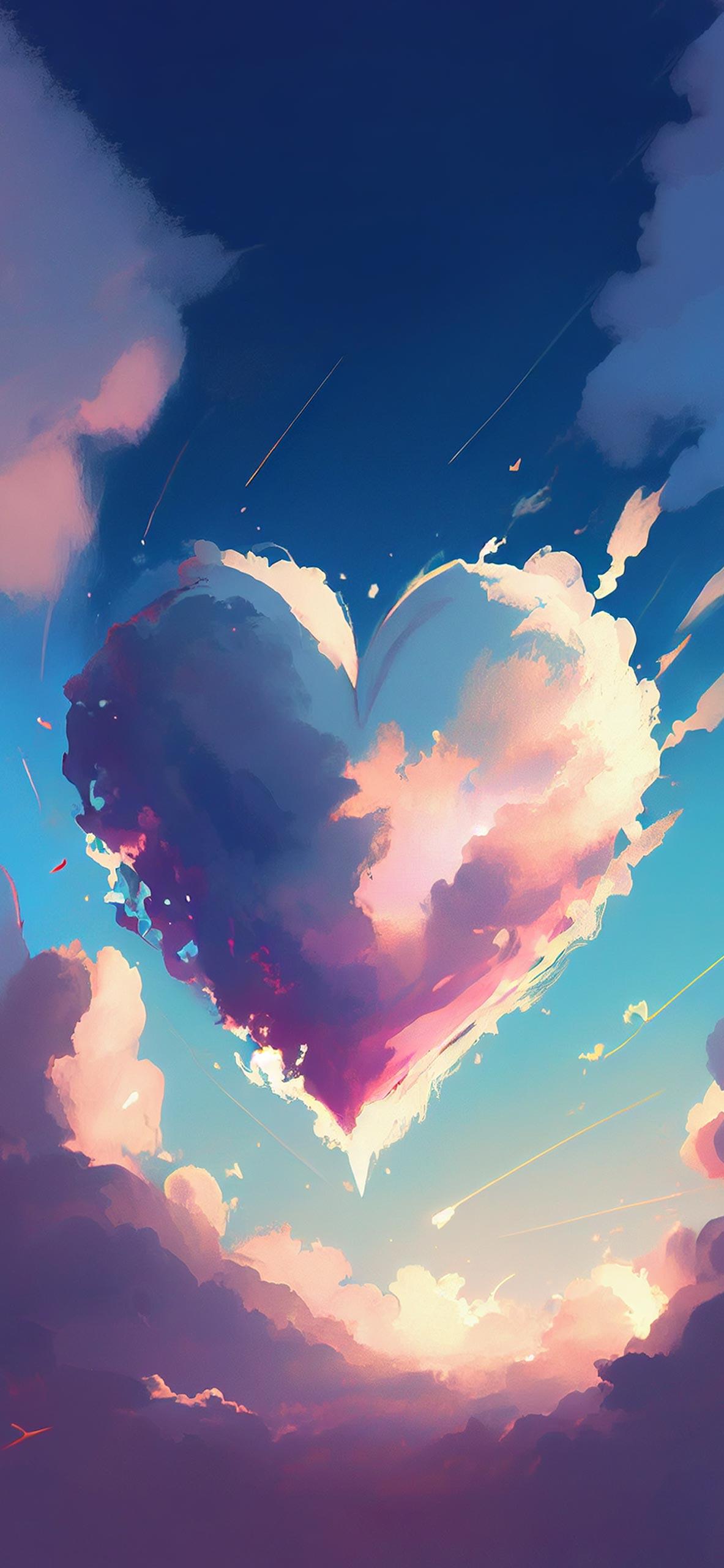 1183x2560 Clouds Heart Aesthetic Wallpaper Aesthetic Wallpaper