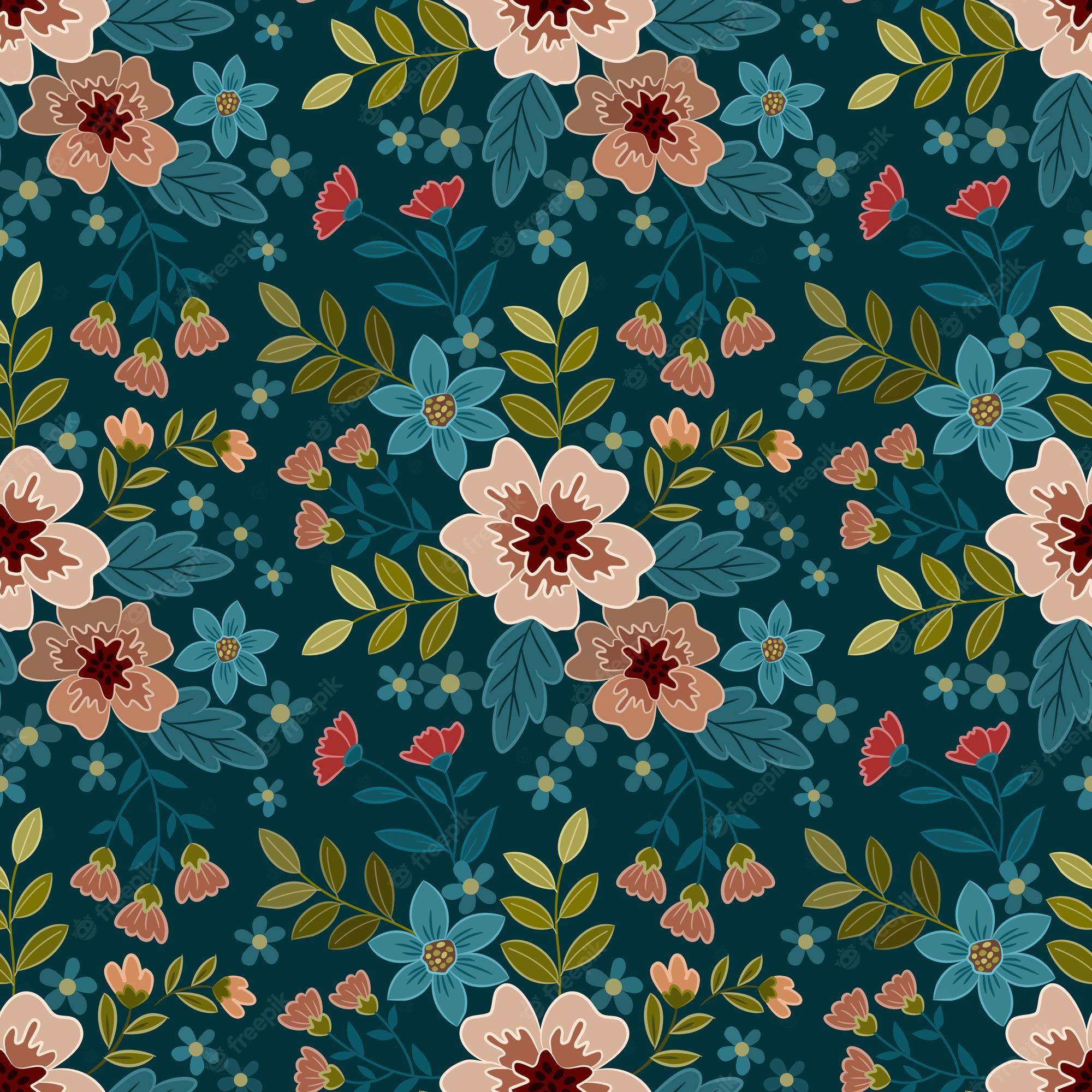 2000x2000 Premium Vector. Floral design with elegant flowers seamless pattern. this pattern can be use for fabric textile wallpaper
