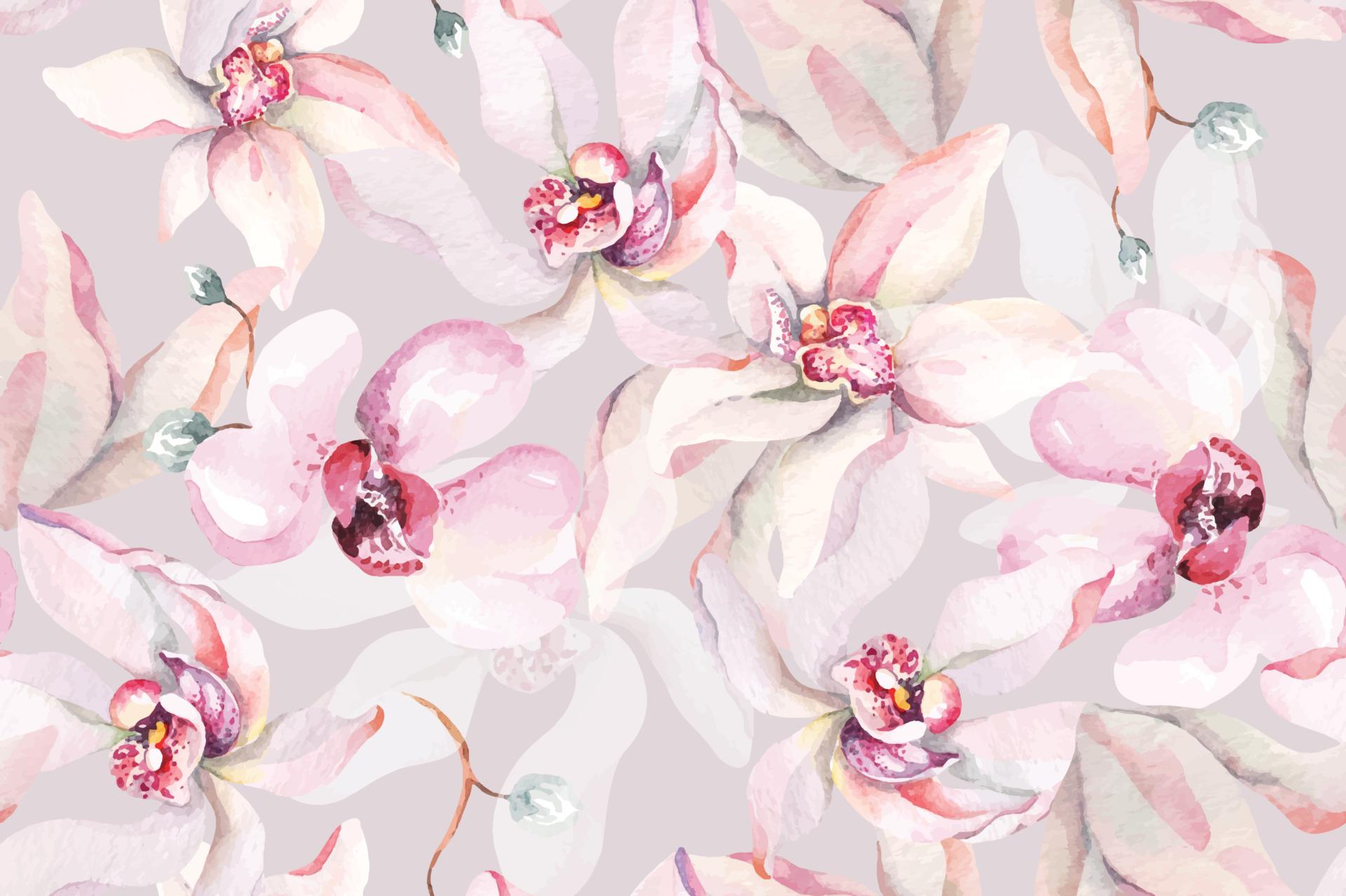 1920x1278 Seamless pattern of orchids drawn with watercolor.Designed with floral patterns elegant.Flower background.Tropical vegetation for natural style wallpaper