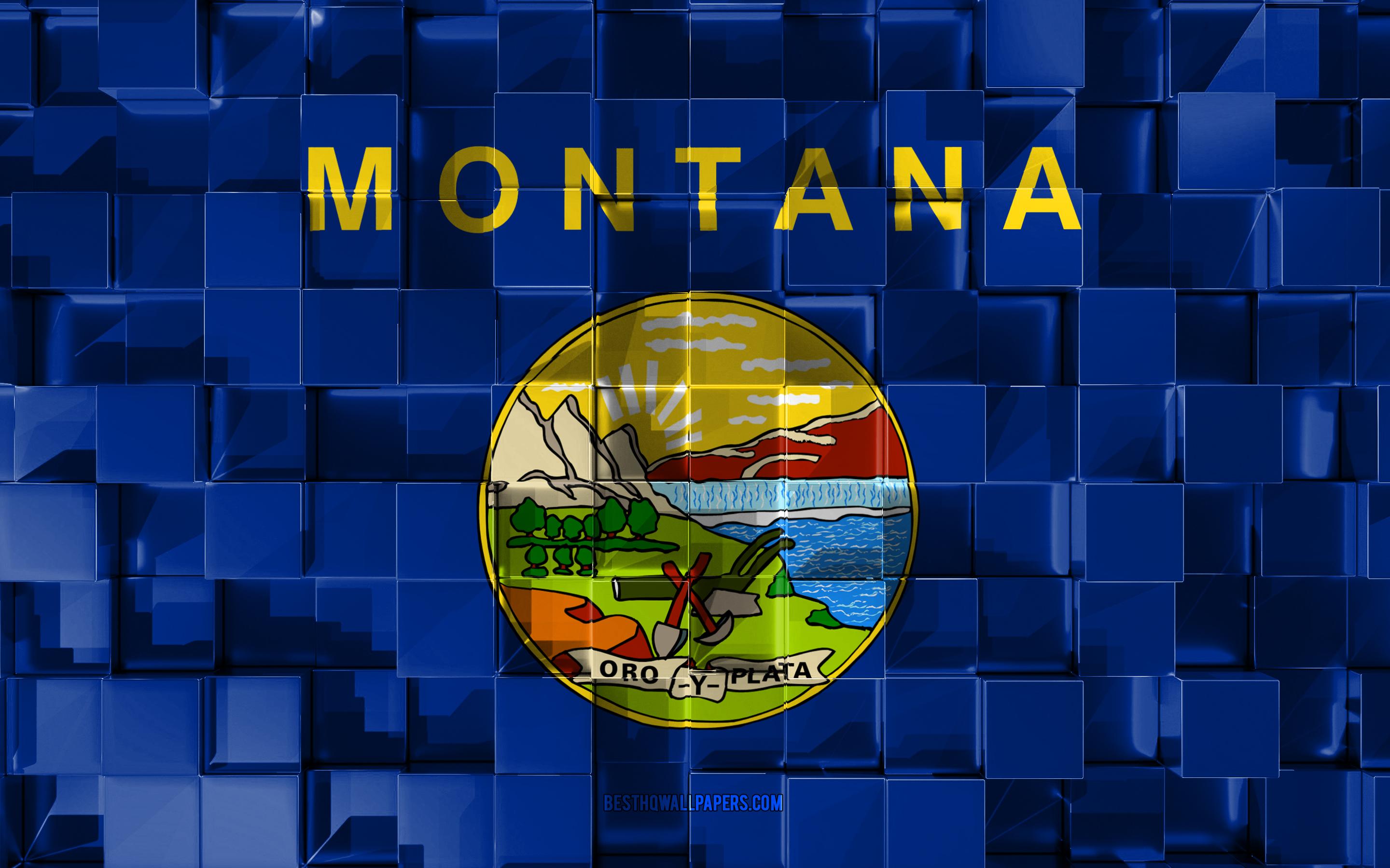 2880x1800 Download wallpaper Flag of Montana, 3D flag, US state, 3D cubes texture, Flags of American states, 3D art, Montana, USA, 3D texture, Montana flag for desktop with resolution 2880x1800. High Quality HD