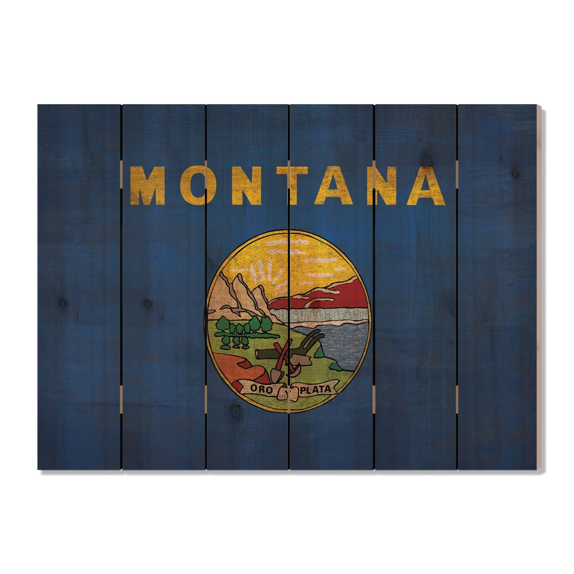 2000x2000 Montana State Historic Flag On Wood Outdoor Art