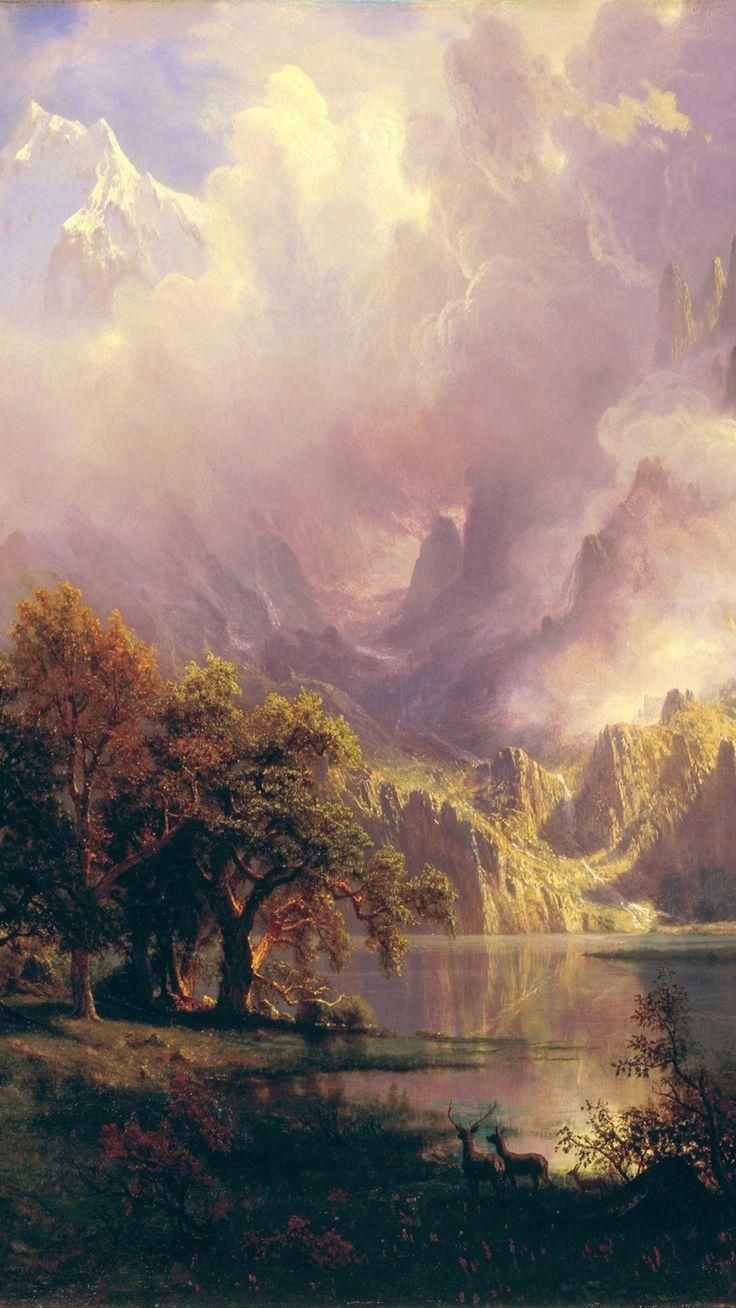 736x1308 Albert Bierstadt Classic Painting Art IPhone 6 Wallpaper Download. IPhone Wallpaper, IPad Wallpaper One Stop Downl. Landscape, Landscape Art, Fantasy Landscape