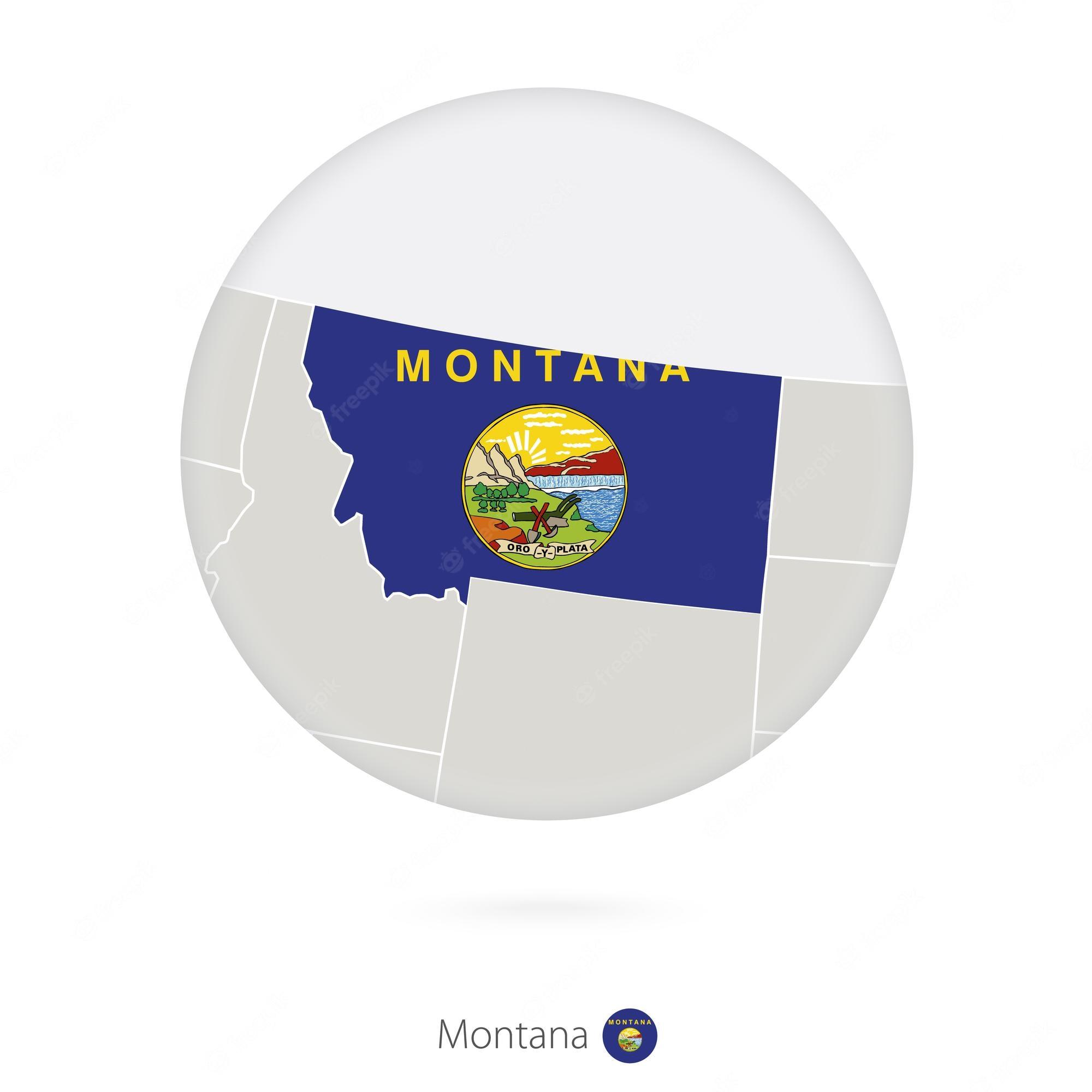 2000x2000 Premium Vector. Map of montana state and flag in a circle montana us state map contour with flag vector illustration