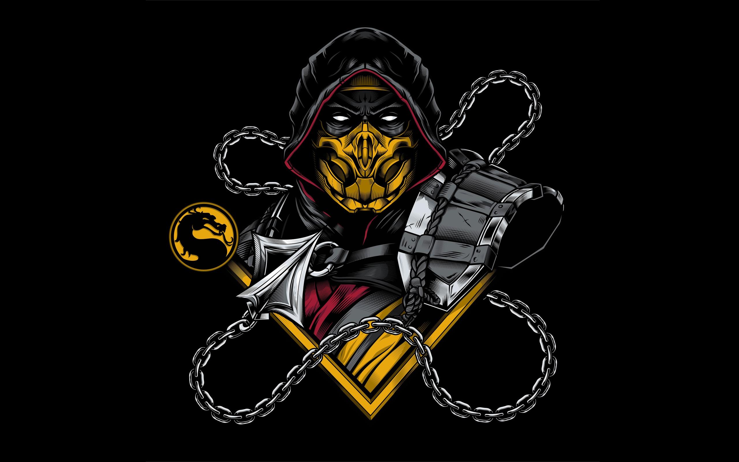 2560x1600 Wallpaper 4k Scorpion Sub Zero Mortal Kombat Minimal Wallpaper